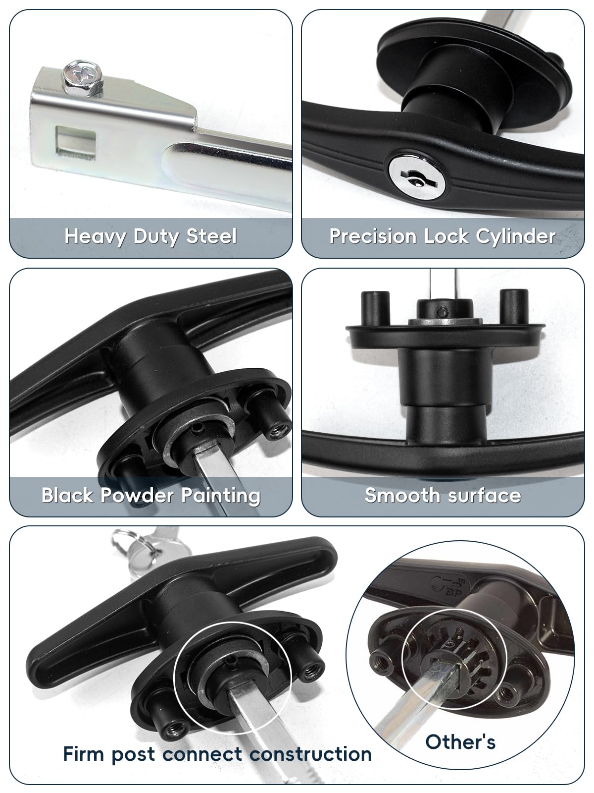 Quality Life Black Truck Cap Camper Shell T-Handle Lock Latch Replacement Kit with Keys - Left Lock for Truck Bed Topper