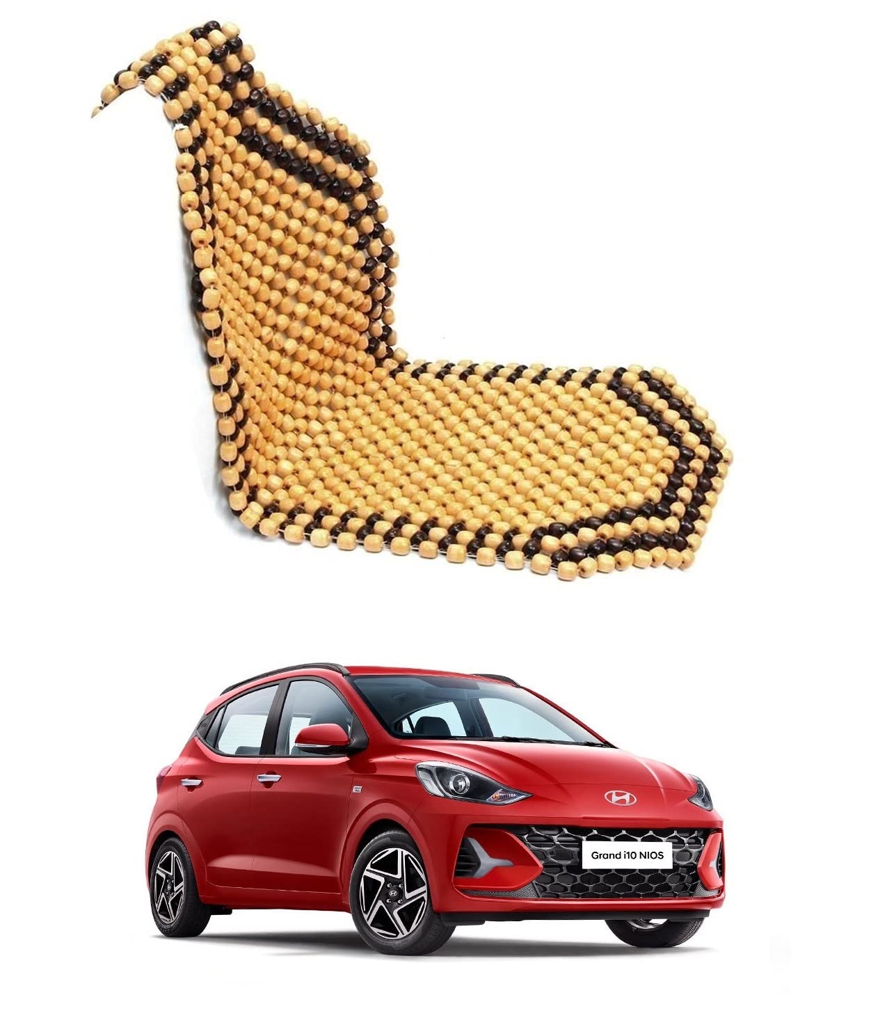 Auto Addict Car Seat Wooden Bead Seat Cover for Grand i10 NIOS Facelift 2023