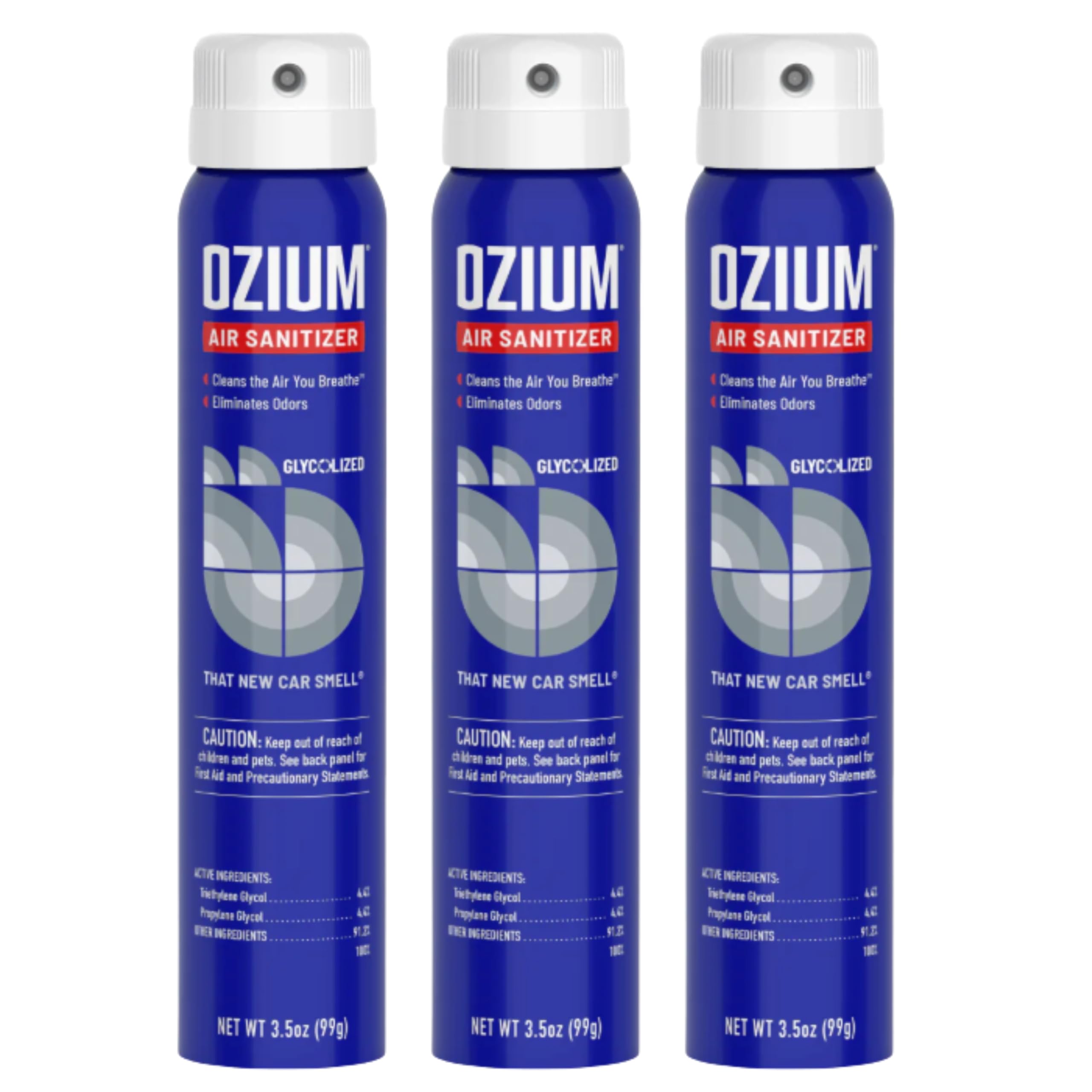 Ozium 3.5 Oz. Air Sanitizer & Odor Eliminator For Homes, Cars, Offices And More, That New Car Smell Scent - 3 Pack