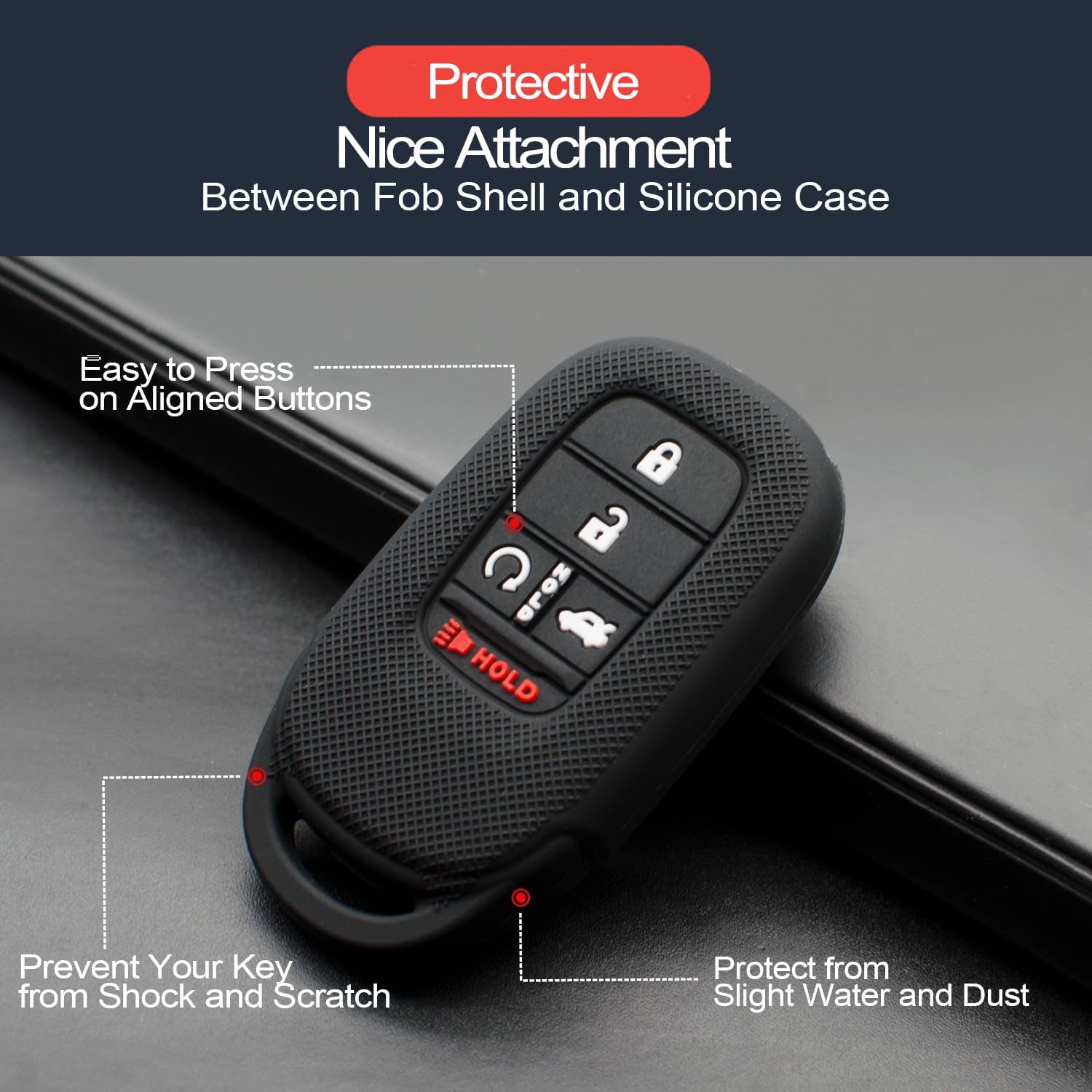 Infipar 2Pcs Compatible With 2024 2023 2022 Honda Cr-V Civic Accord Hr-V Pilot Key Fob Cover Case Key Chain Protector Keyless En