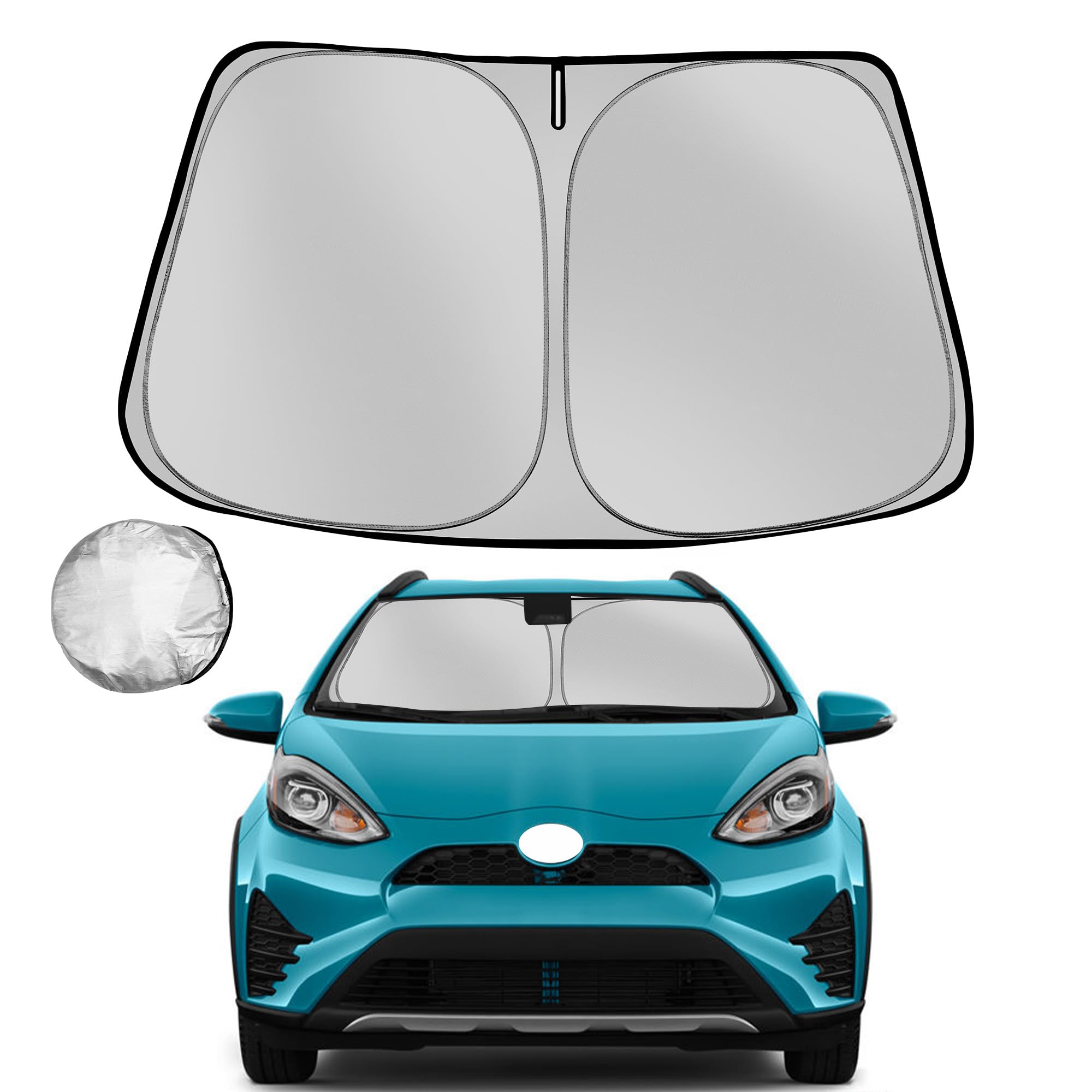 Fonowka Windshield Sun Shade For 2012-2019 Toyota Prius C Foldable Sun Sunshade For Car Front Window Blocks Uv Rays And Heat Aut