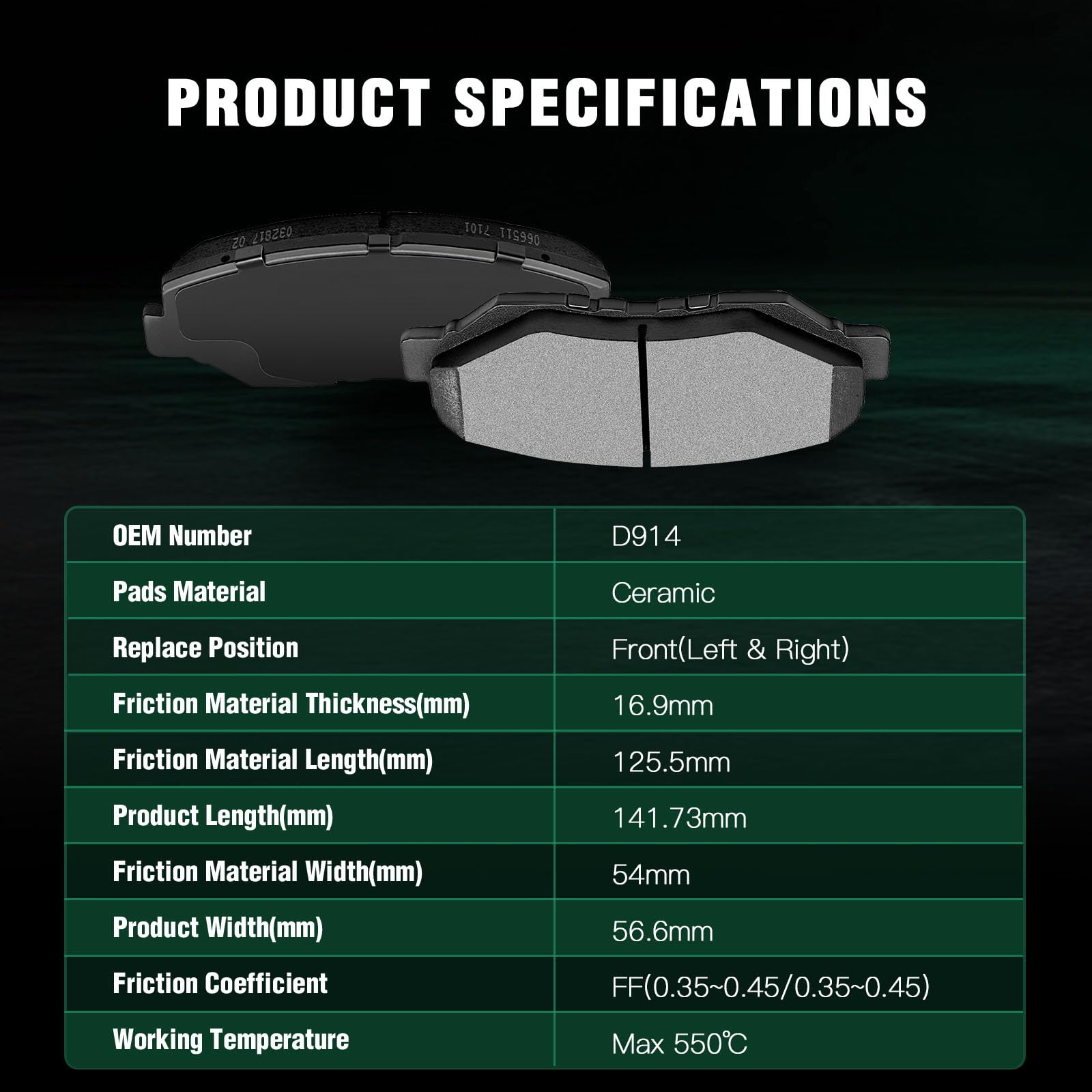Automuto 8Pcs Front & Rear Ceramic Disc Brake Pads Set D536 D914 For Honda Cr-V 2002-2004,For Honda Element 2003-2011