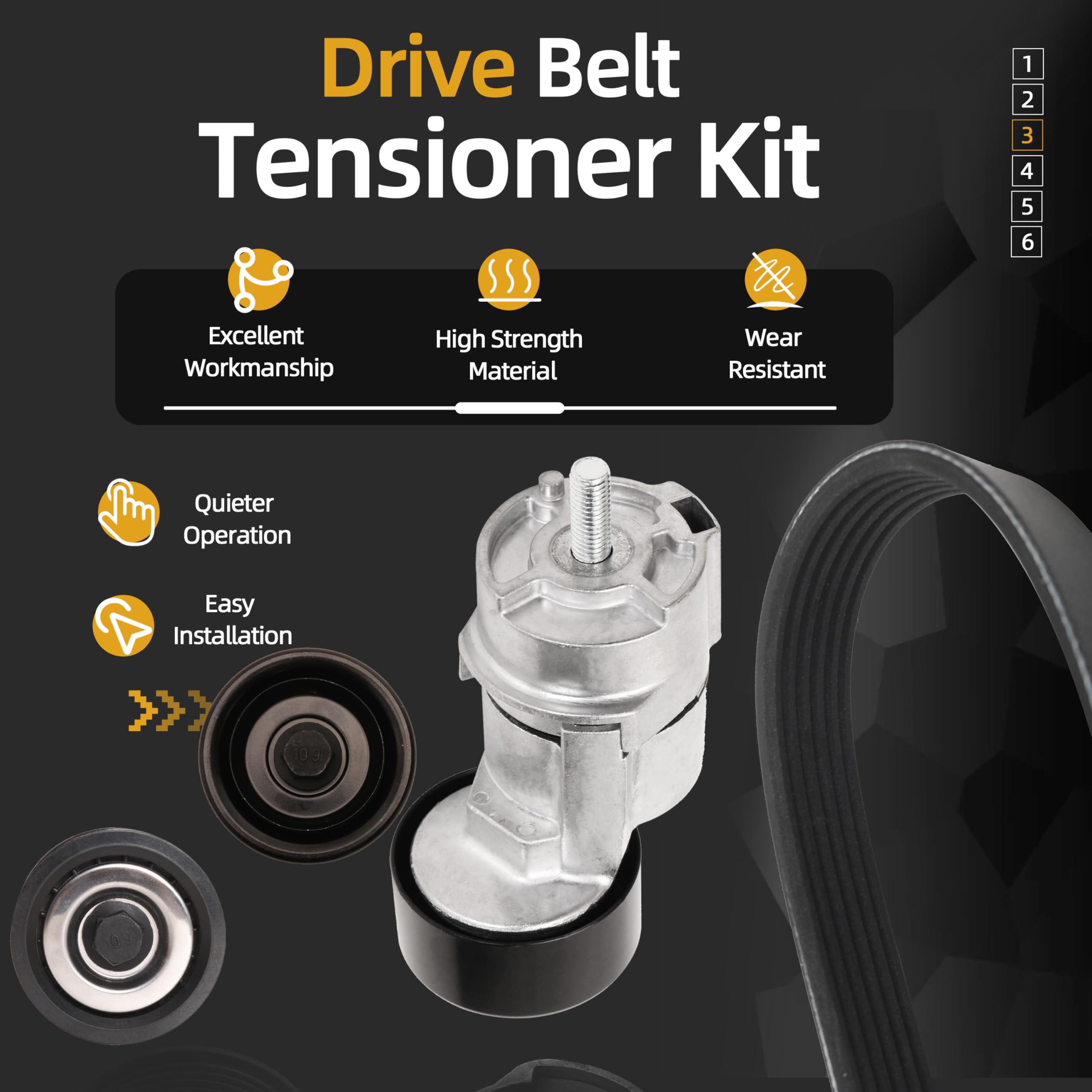 Belt Tensioner & Idler Pulley Serpentine Belt Kit Fit for Hyundai, for Kia 2011-2015 2.0L 2.4L # 6PK2125, 252122G760, 2528125000