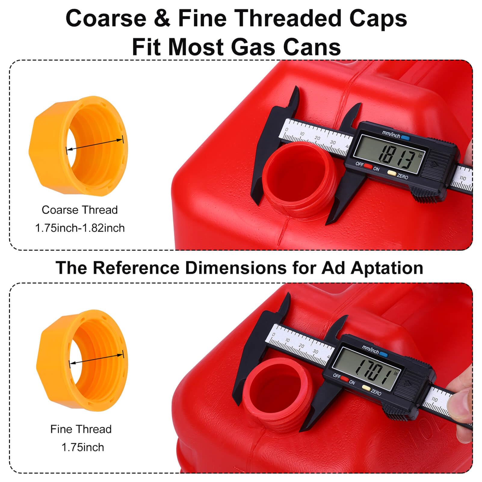 Gas Can Spout Replacement, Gas Can Nozzle, Fuel Can Spout, Upgraded (6Kit-Yellow) with Gas Can Caps, Spout Sealing Caps, Gas Can