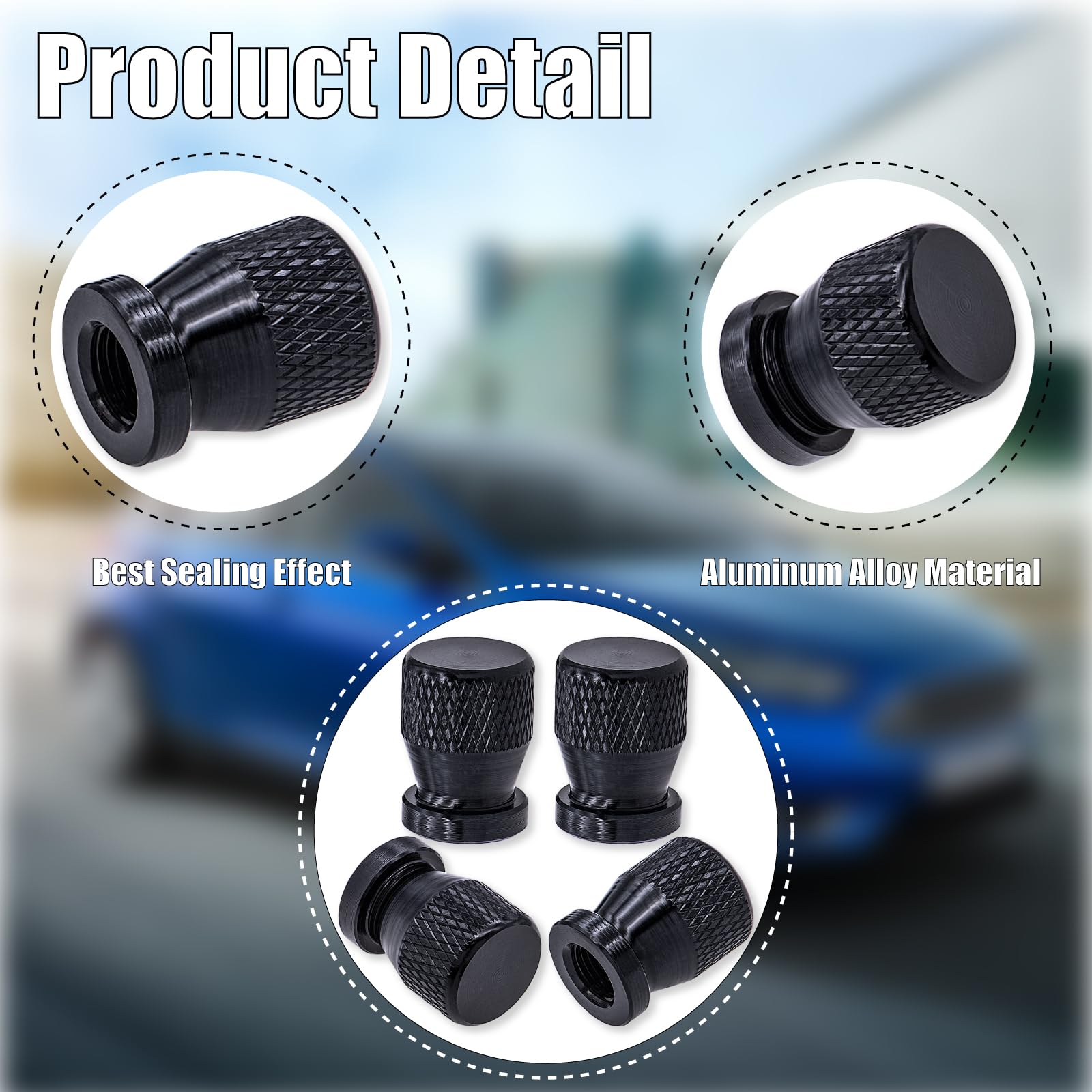 Meajoo 8Pcs Car Tire Valve Stem Caps, Anodized Premium Alloy Air Caps Cover Accessories, Corrosion Resistant Leak-Proof, Univers