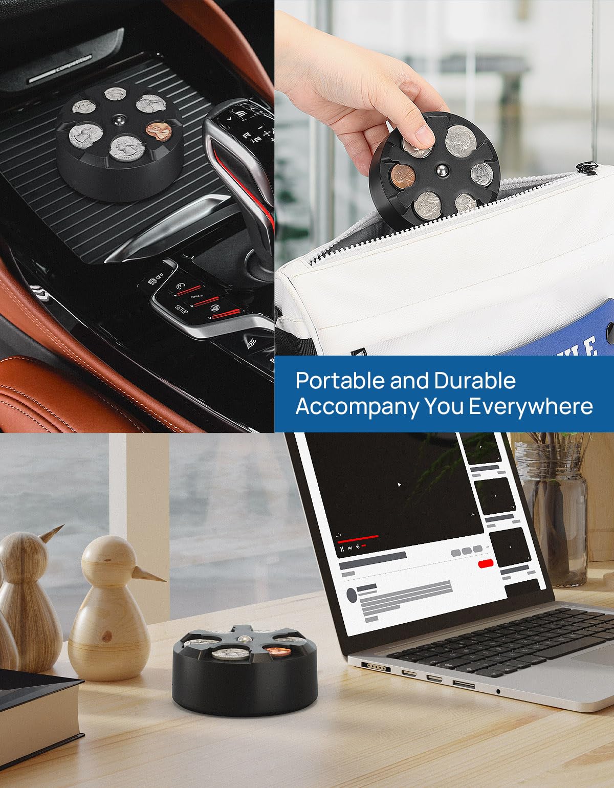 Joytutus Universal Coin Holder, Large Capacity Coin Holder For Car, Portable Car Change Holder Coin Organizer, Car Trucks Access