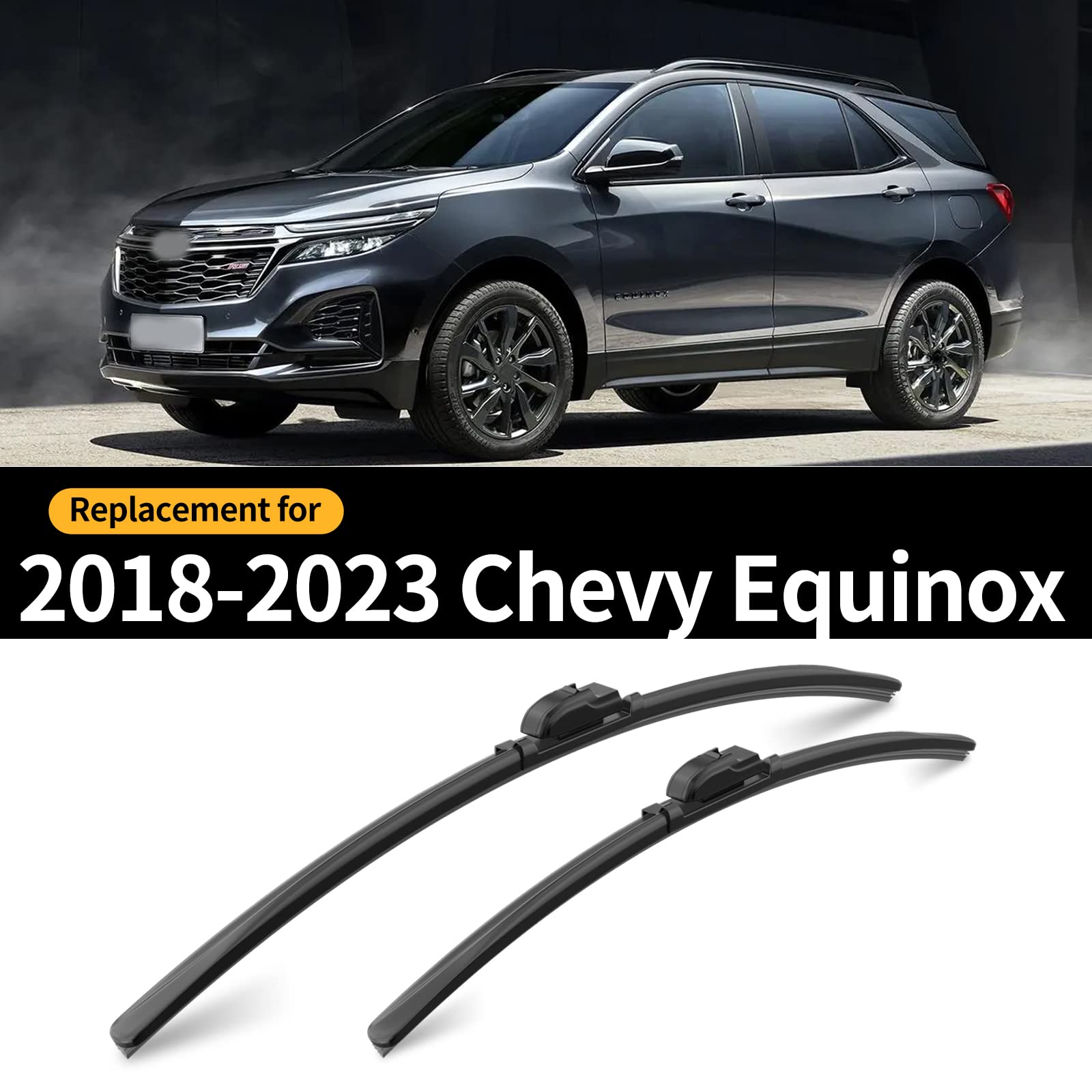 Gardimu Front And Rear Windshield Wiper Blades, 3 Pcs Front And Back Windshield Wipers Blades Replacement For Chevrolet/Chevy Eq