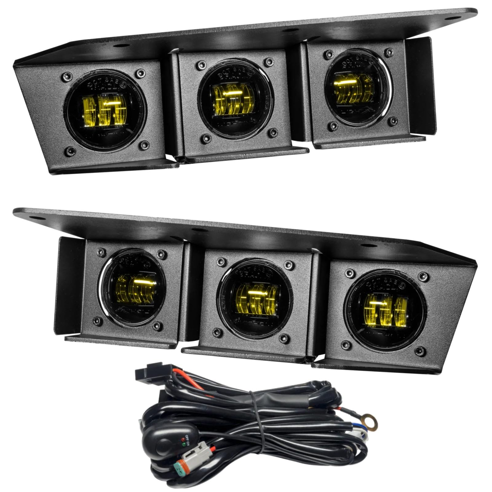 Oracle Lighting 5890-006 Yellow Triple Led Fog Light Kit For Steel Bumper Fits 2021 2024 Bronco - Six High-Powered Emitters, Provides Significant Visibility