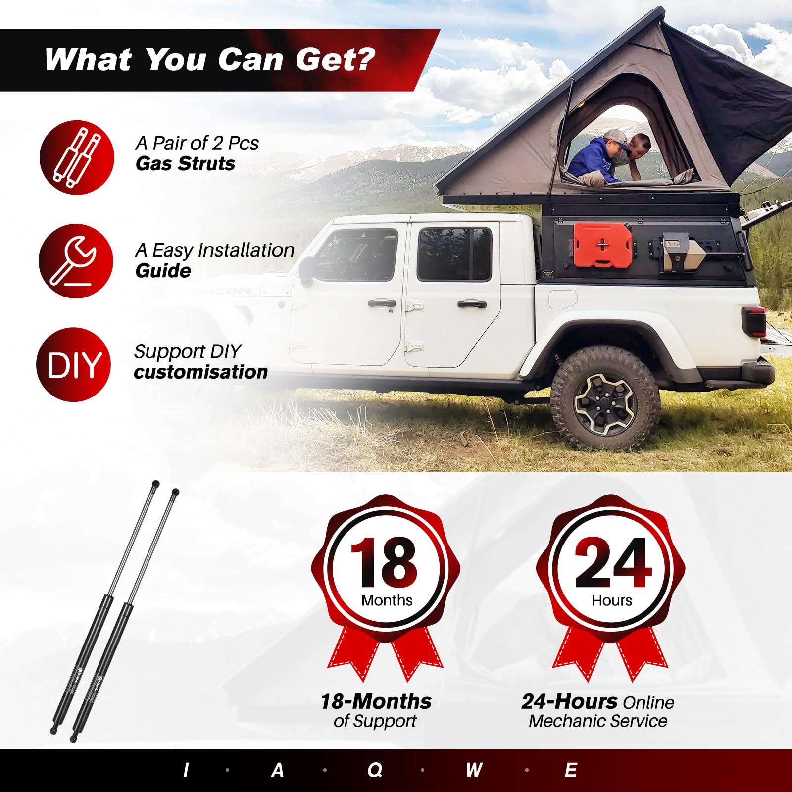 Iaqwe C1613678 C1619770 24Inch 135Lbs/601N Gas Struts Shock Spring Lift Support For Tonneau Cover Heavy Duty Rv Bed Tv Cabinet M