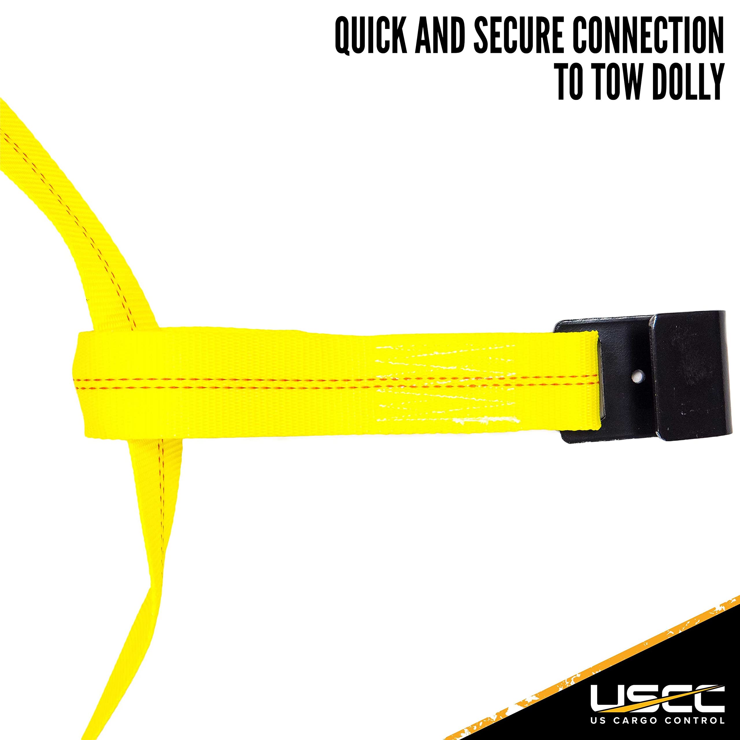 US Cargo Control Large Tow Dolly Basket Straps with Flat Hooks (2-Pack), Car Dolly Straps for Wheel Tire Sizes 15 to 20 Inches,