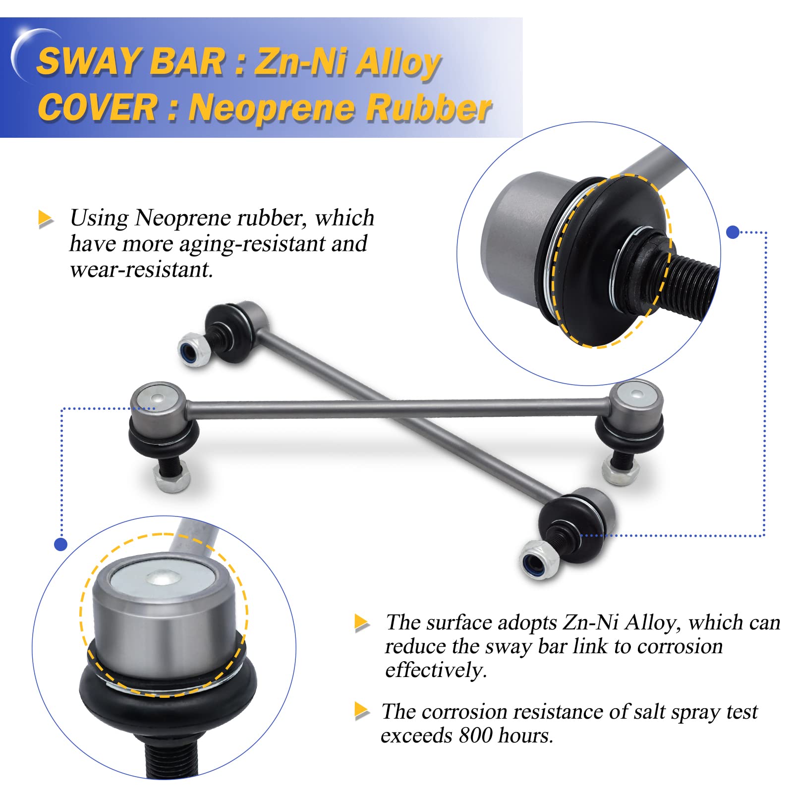 Zinc Nickel Alloy Front Stabilizer Sway Bar Links For 2013-2018 Toyota Avalon 2007-2017 Camry / 2013-2018 Lexus Es300H 2013-2018