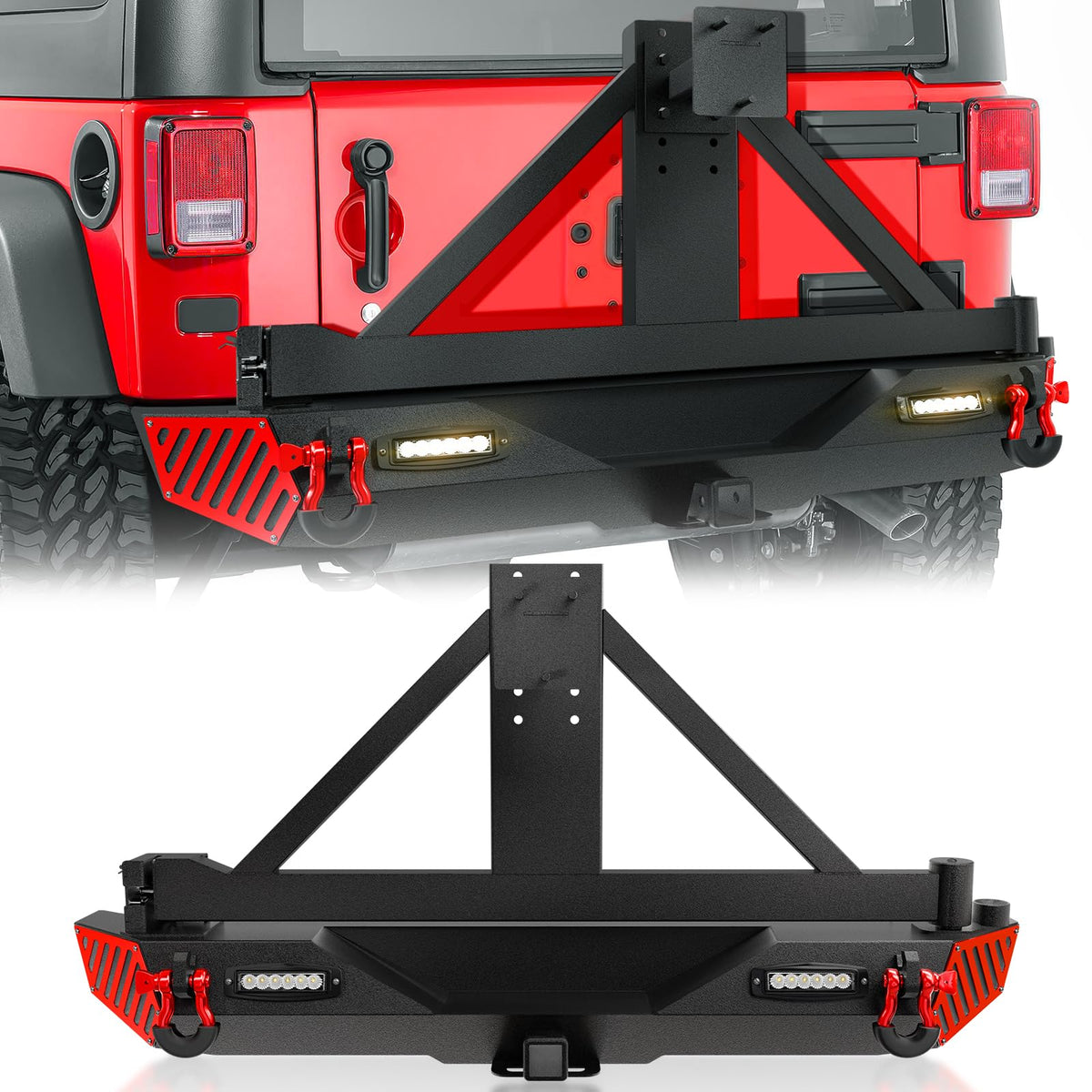 Yzona Rear Bumper With Spare Tire Carrier Compatible With 2007-2018 Jeep Wrangle WBCARB0CKNLLR9D