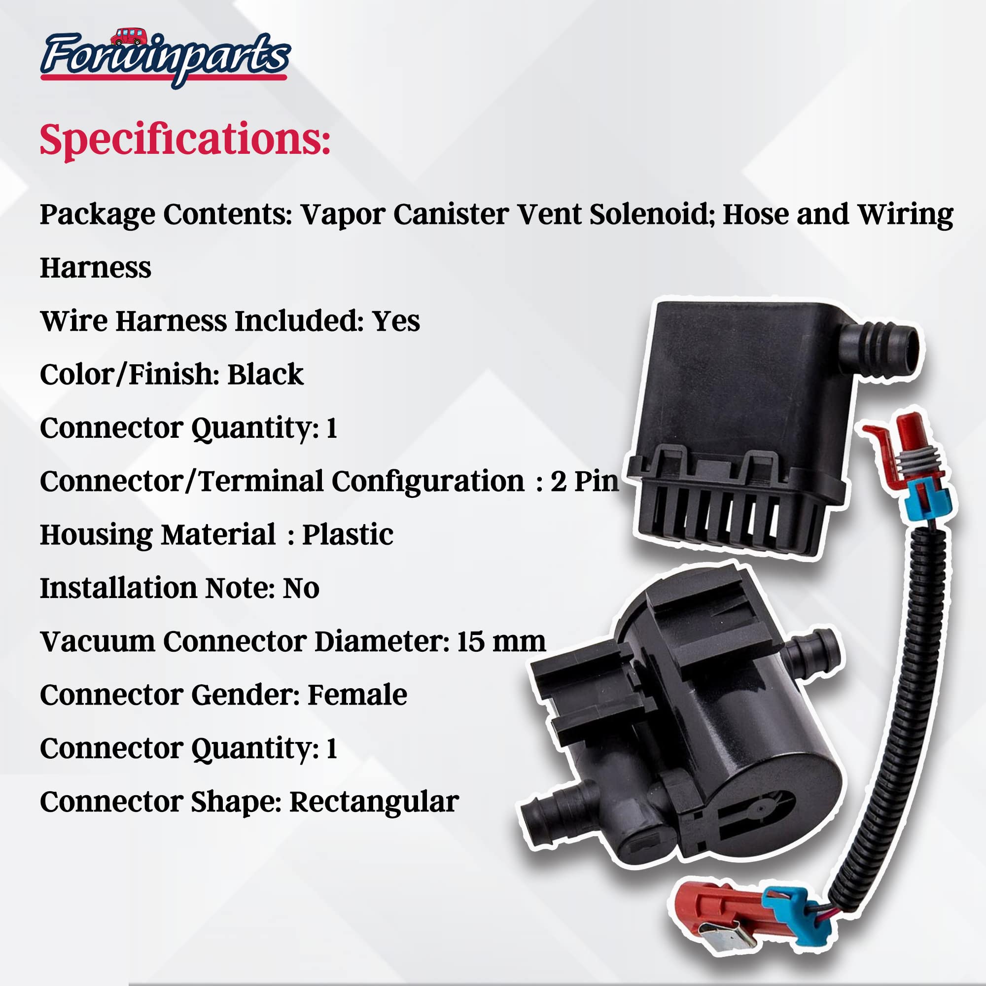 Forwinparts Evap Canister Vent Solenoid Valve Assembly For 2004-2010 Chevy Silverado Gmc Sierra 1500 2500 3500 Hd Classic P0449 Vapor Canister Vent Solenoid 19207763 911-237 10357992 Cvs34