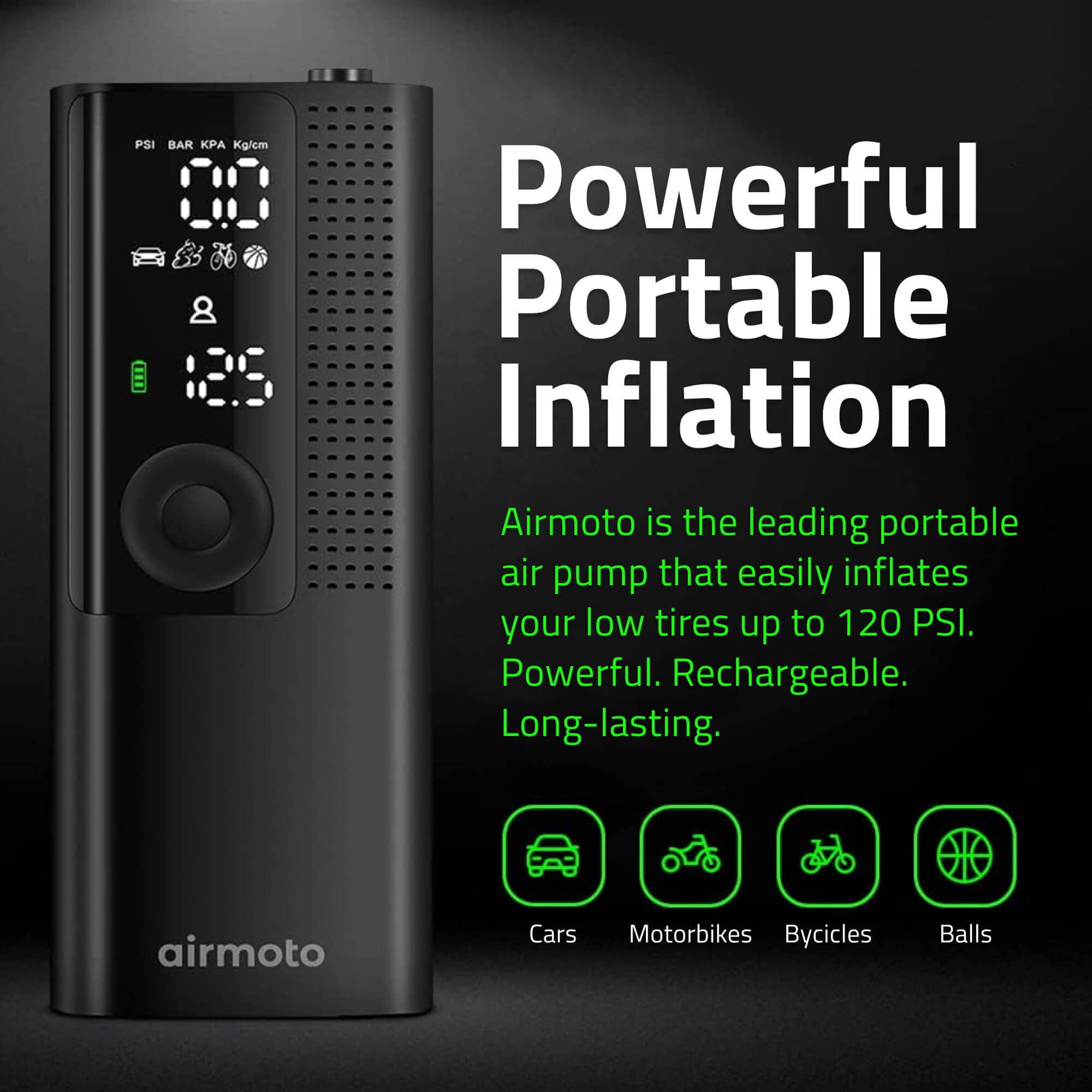Airmoto And Power Kit Bundle Deal - 3 Bundle - Tire Inflator Portable Air Compressor With Power Kit For Charging At Home And On