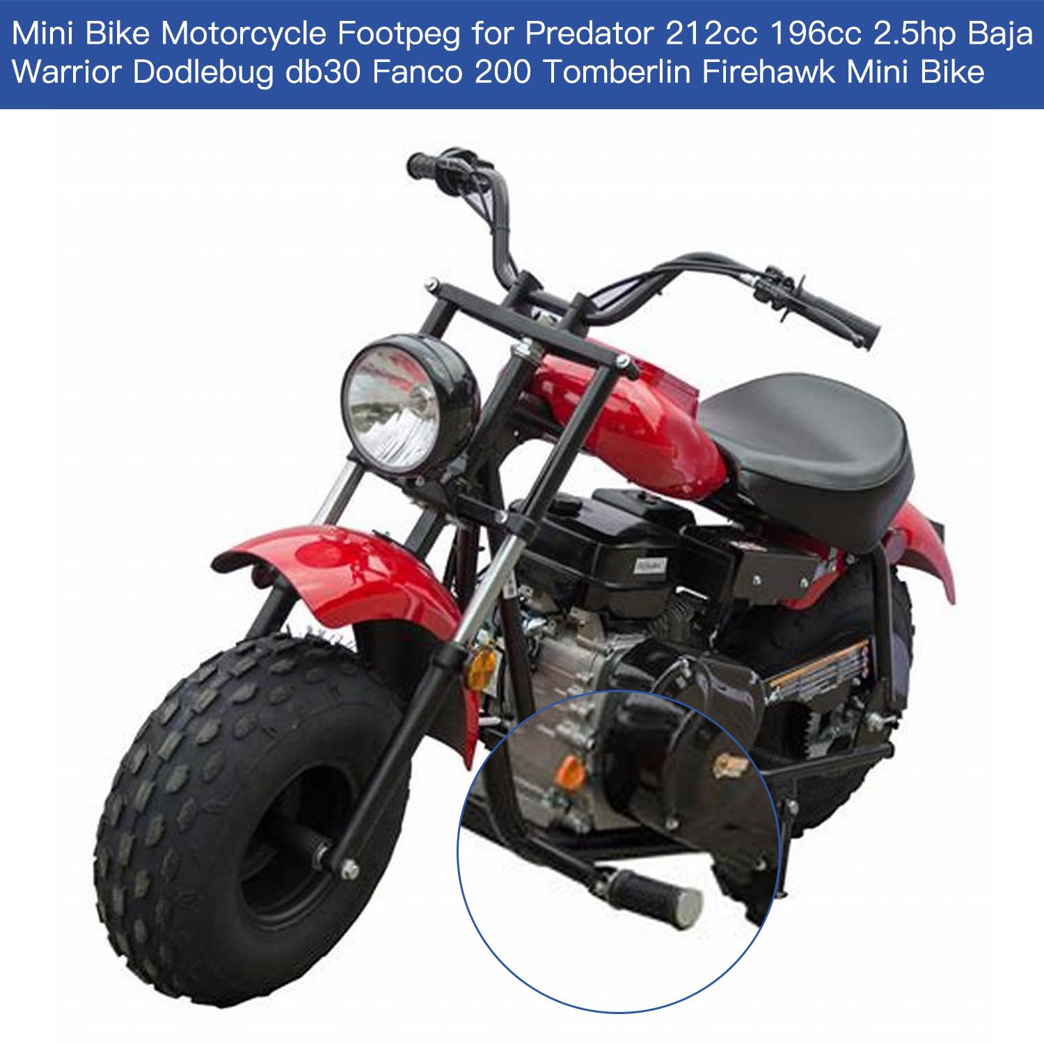 Yoxufa Mini Bike Foot Pegs Foot Rest Pedal For Predator 212Cc 196Cc 6.5Hp Baja Warrior Massimo Trailmaster Champion Ct70 Kz650 Xl600R Cmx250 Falcon 200 Motorsports Parts 2 Pack