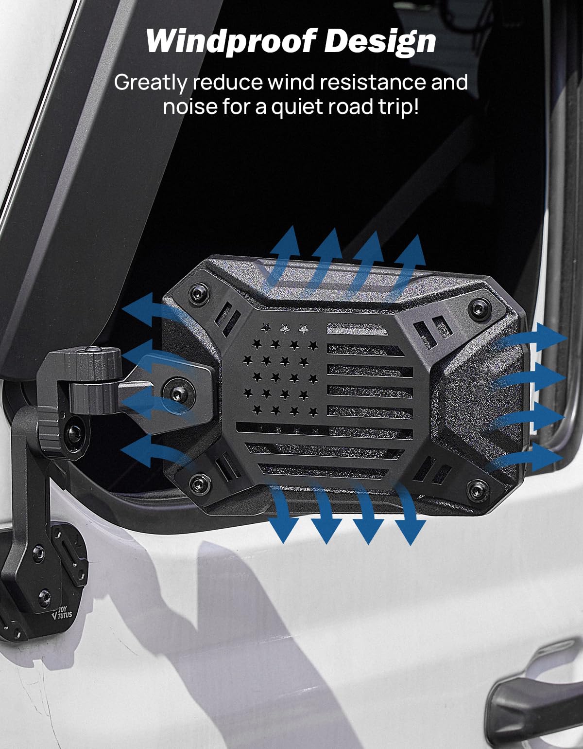 JOYTUTUS Side Mirrors Replacement for Wrangler JL 2018-2024 & Gladiator JT 2020-2024, US Flag Pattern, Wider View No Vibrate & W