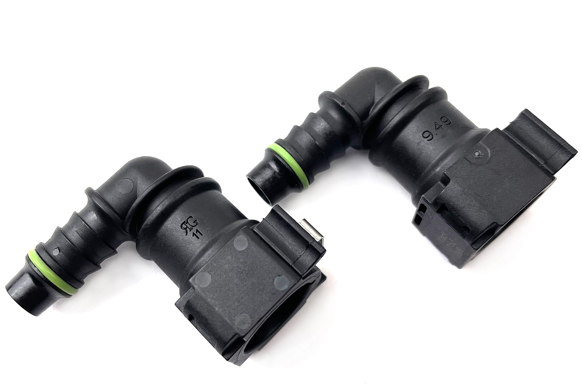 Fuel Line Quick Connector 3/8 Bundy Female To Barb 90 Degree Adapters Fit For 3/8 Steel To 5/16 Id Nylon Tubing, Pack Of 2