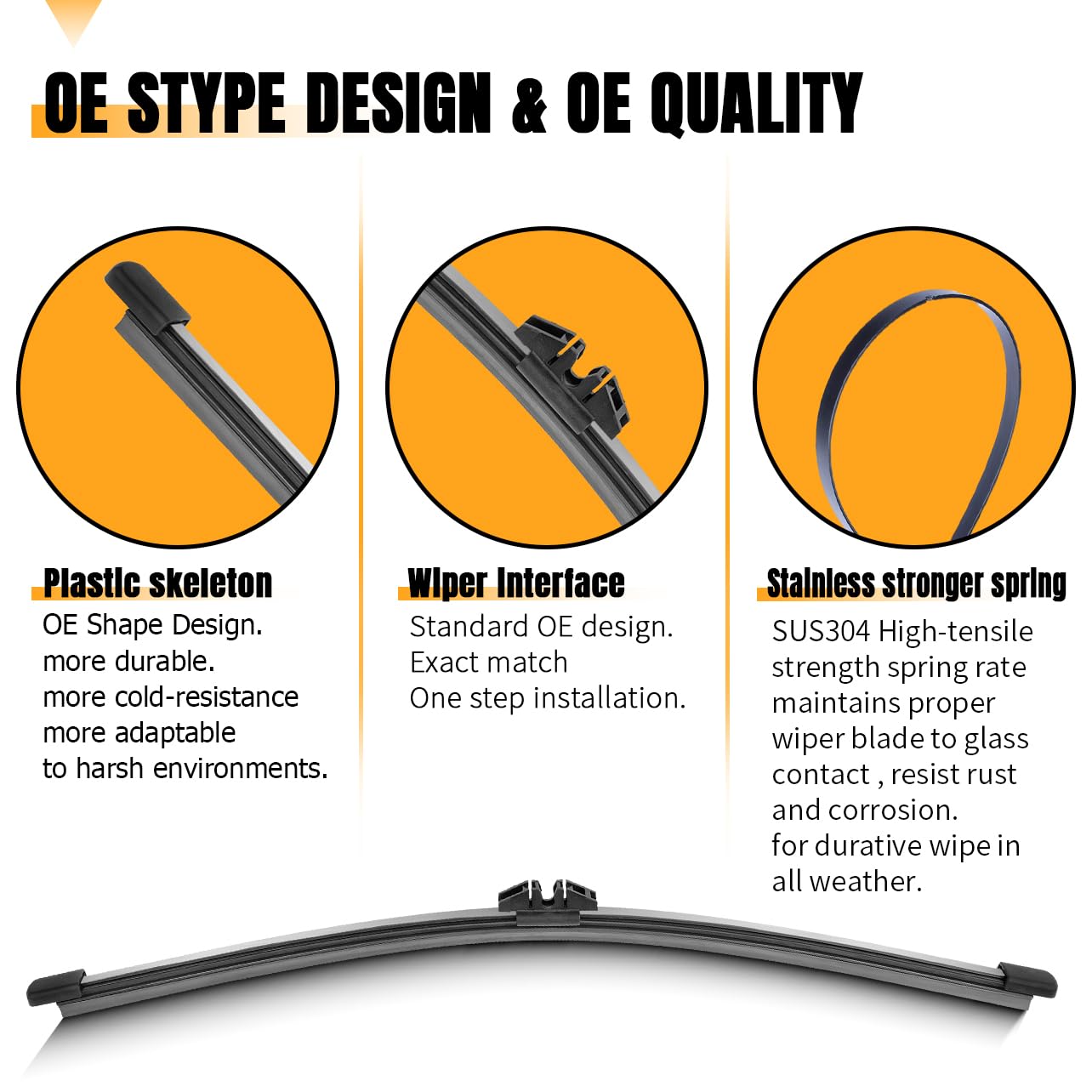 Autoboo 15 Inch Rear Windshield Wiper Blade Replacement For Ford Edge 2015-2020 Compatible With Bmw X5 2007-2013, Volvo Xc90 2016-2023 -Original Factory Quality Oe:Ft4Z17526A 31349857