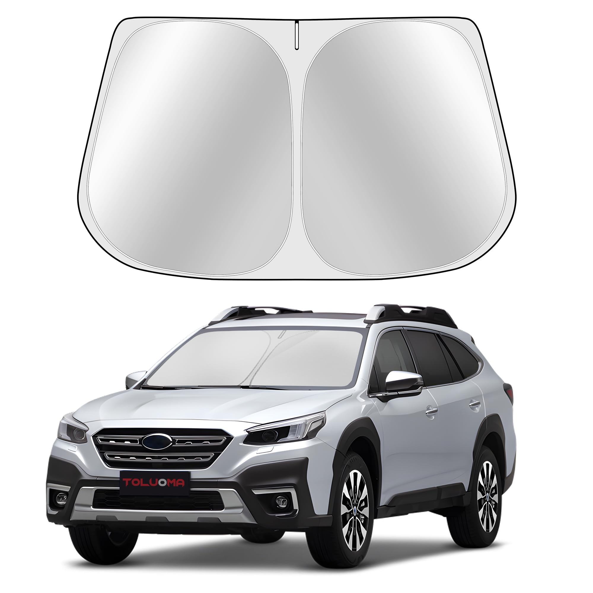 Toluoma Custom Fit Windshield Sun Shade For Suba-Ru Outback 2020-2025 - Full Coverage, 210T Reflective Fabric, Double-Layer Desi