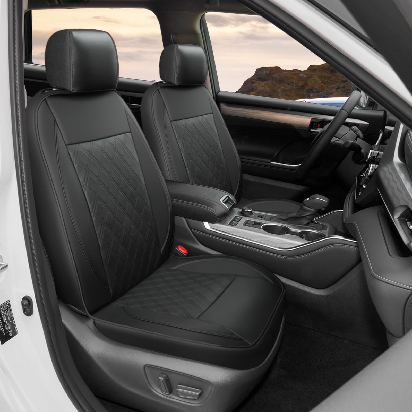 Giant Panda Front Car Seat Cover For Toyota, Piping Leather Bucket Seat Covers Custom For Toyota Rav4 Camry Highlander Corolla P