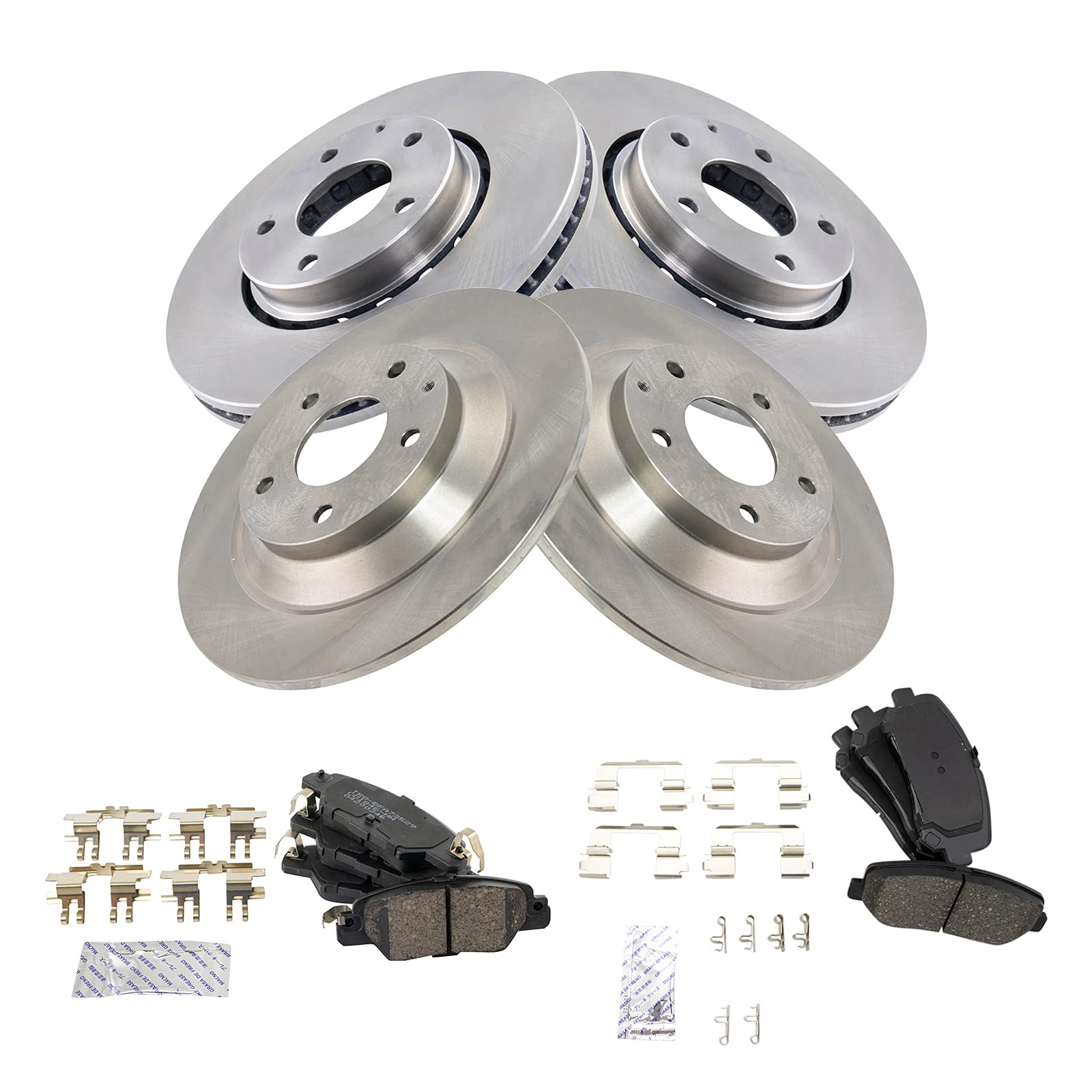 Trq Front And Rear Brake Pad & Rotor Kit Brake Pads Brake Rotor Ceramic Compatible With 2016-2018 Mazda Cx-5