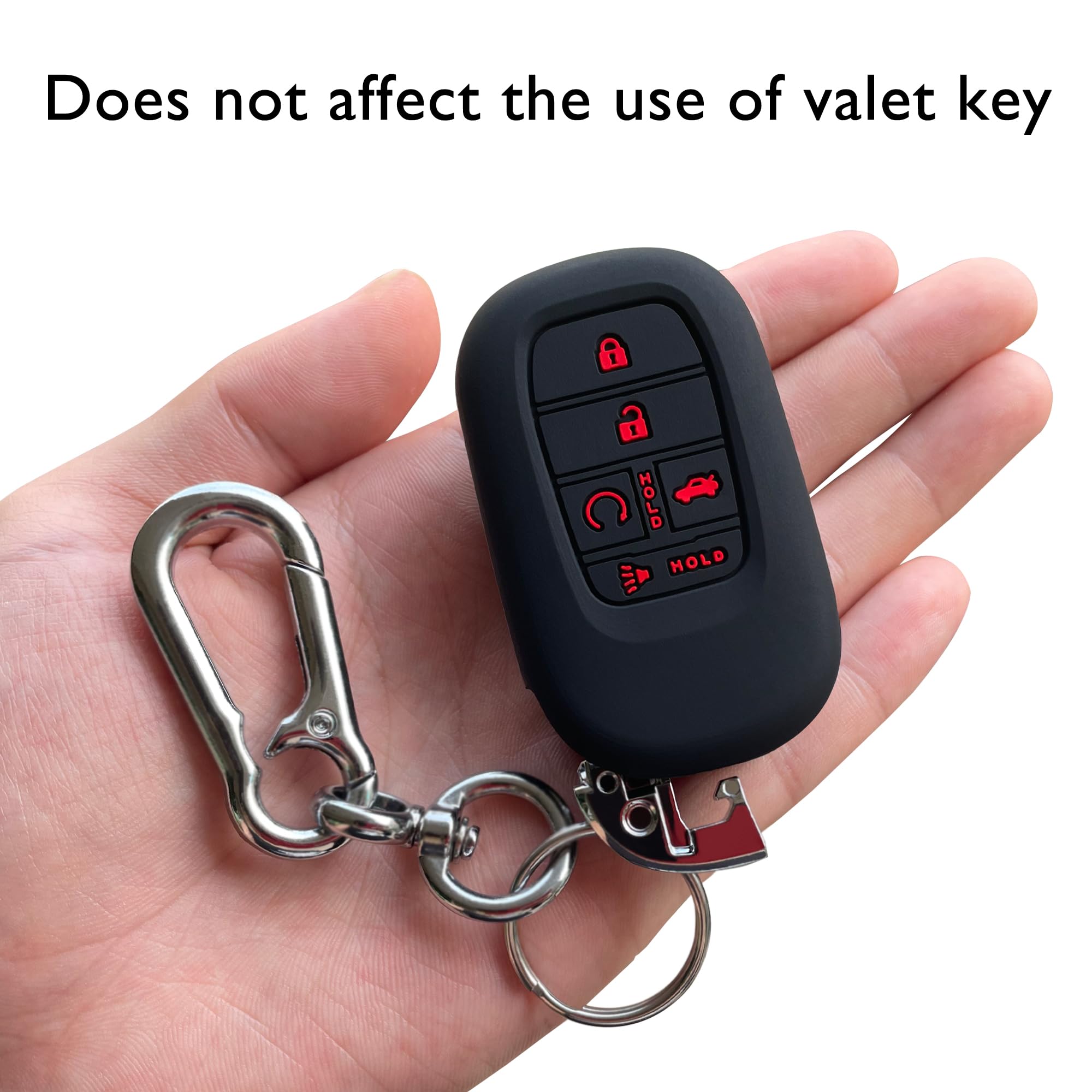 Tandrive Key Fob Cover For (5 Buttons) Honda 2022 2023 2024 2025 Civic Accord Hr-V Pilot Cr-V, Silicone, 2-Pack, Red Button, Bla