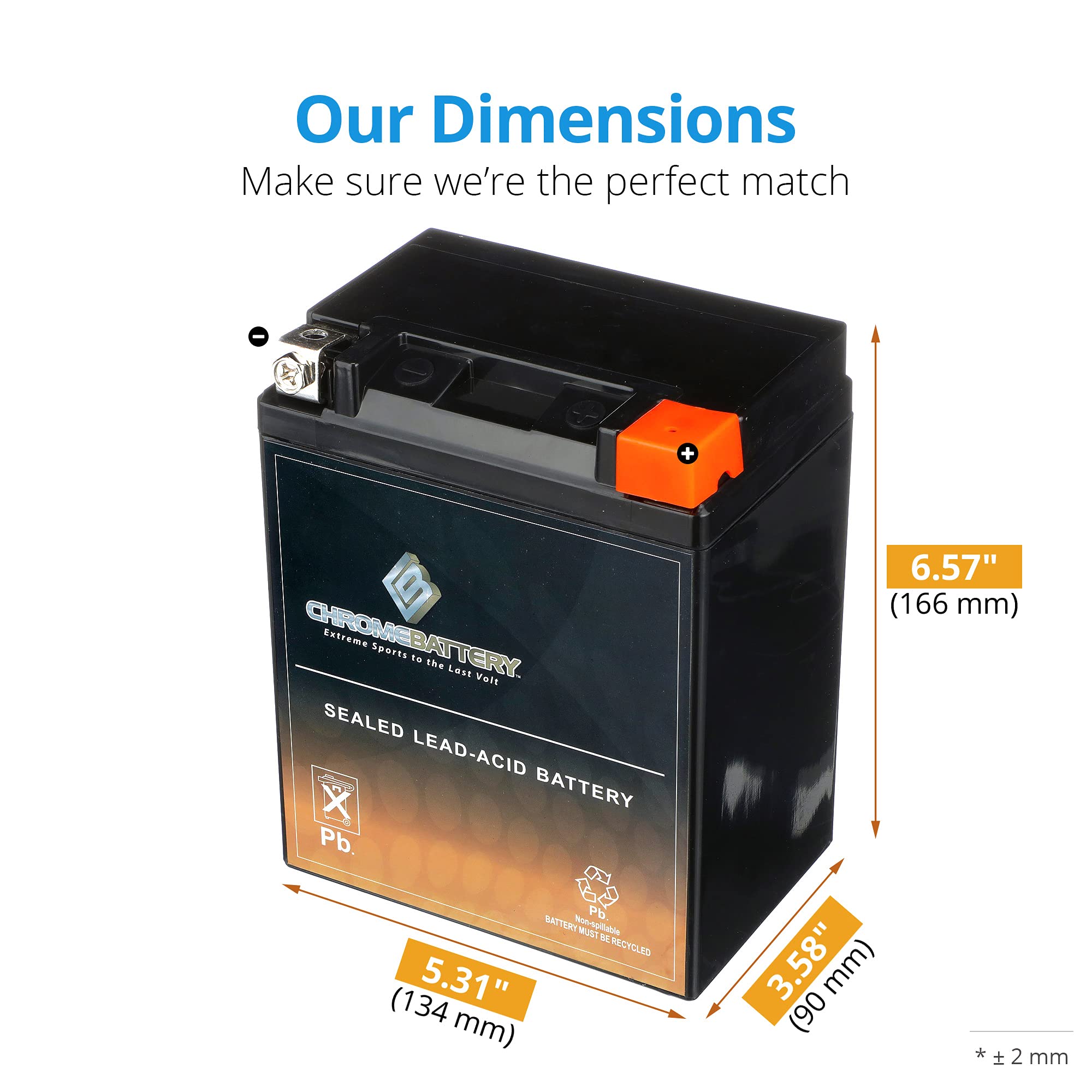 Cb Chromebattery Yb14L-A2 Maintenance-Free 12V 14Ah Battery Replacement For Atv, Motorcycle, Jet Skis, Scooter, Utv, And More -