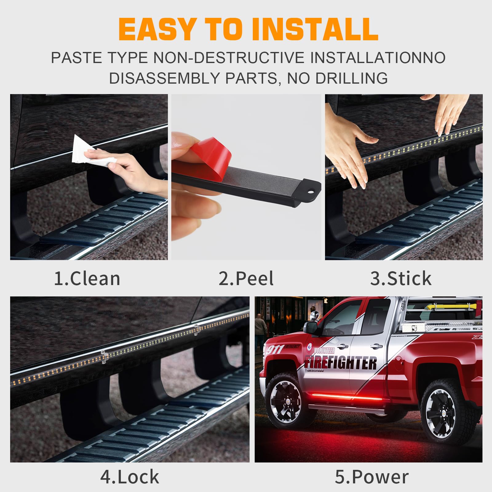 Xridonsen 2Pcs 70 Inch Truck Red Emergency Lights Strip 864 Led Running Board Strobe Lights Police Firefighter Flashing Warning