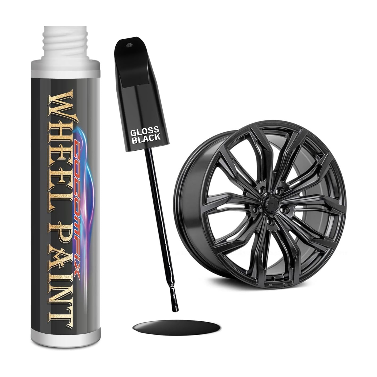 Gloss Black Rim Touch Up Paint, Car Wheel Scratch Repair Touch Up Paint Pen, Black Rim Paint Universal Color, Quickly Fix Rim Sc