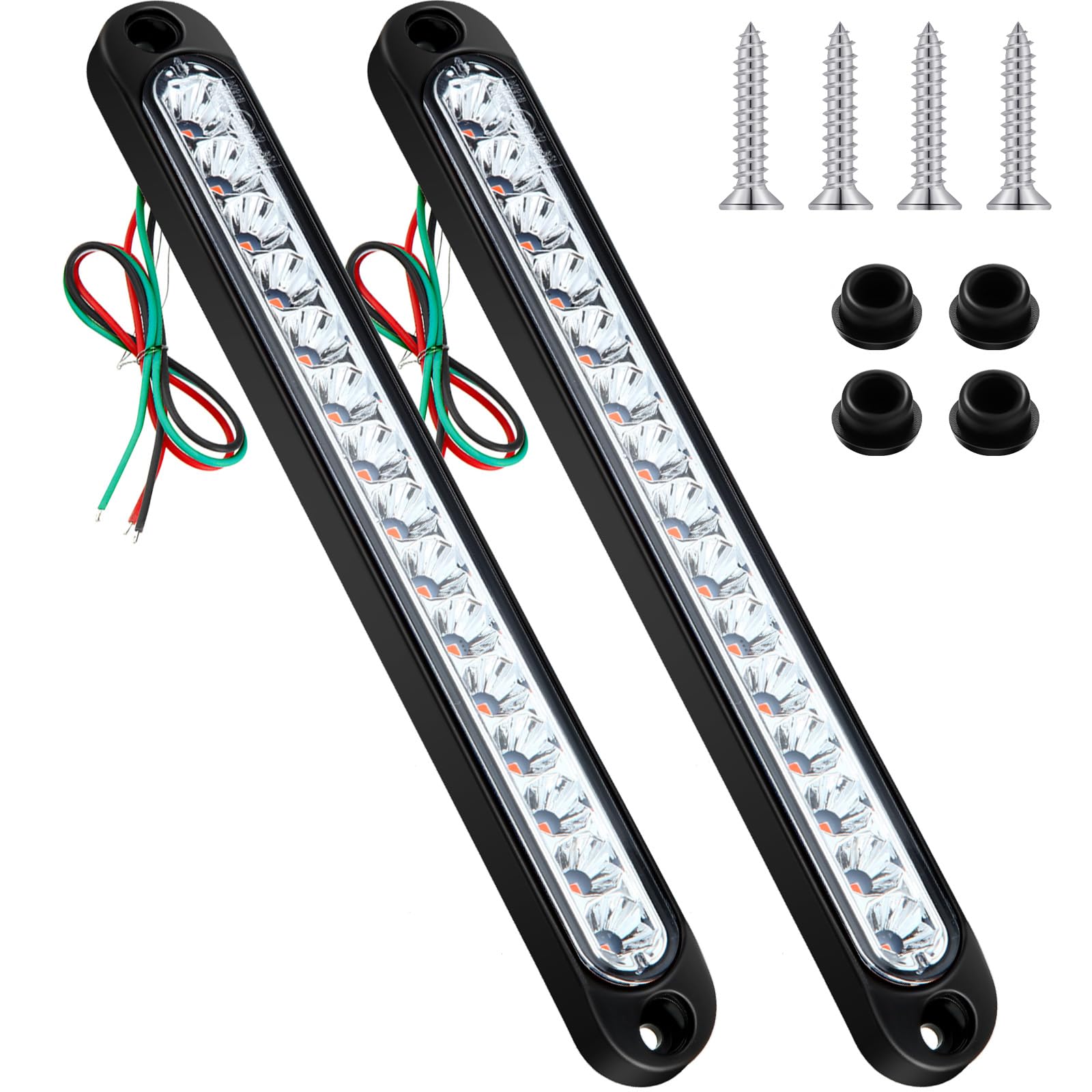 Frienda 2 Pieces 10 Inch 15 Led Trailer Tail Light Bar Stop Turn Tail Lights Assembly Third Brake Strip 9 To 30-Volt Trailer Ide