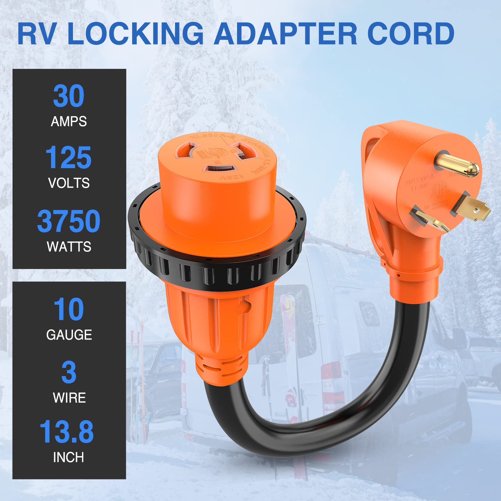 Nilight Rv Locking Adapter Cord 30 Amp To 30 Amp Pure Copper Heavy Duty 10 Gauge Wire Etl Listed Tt-30P To L5-30R 30M/30F Weathe