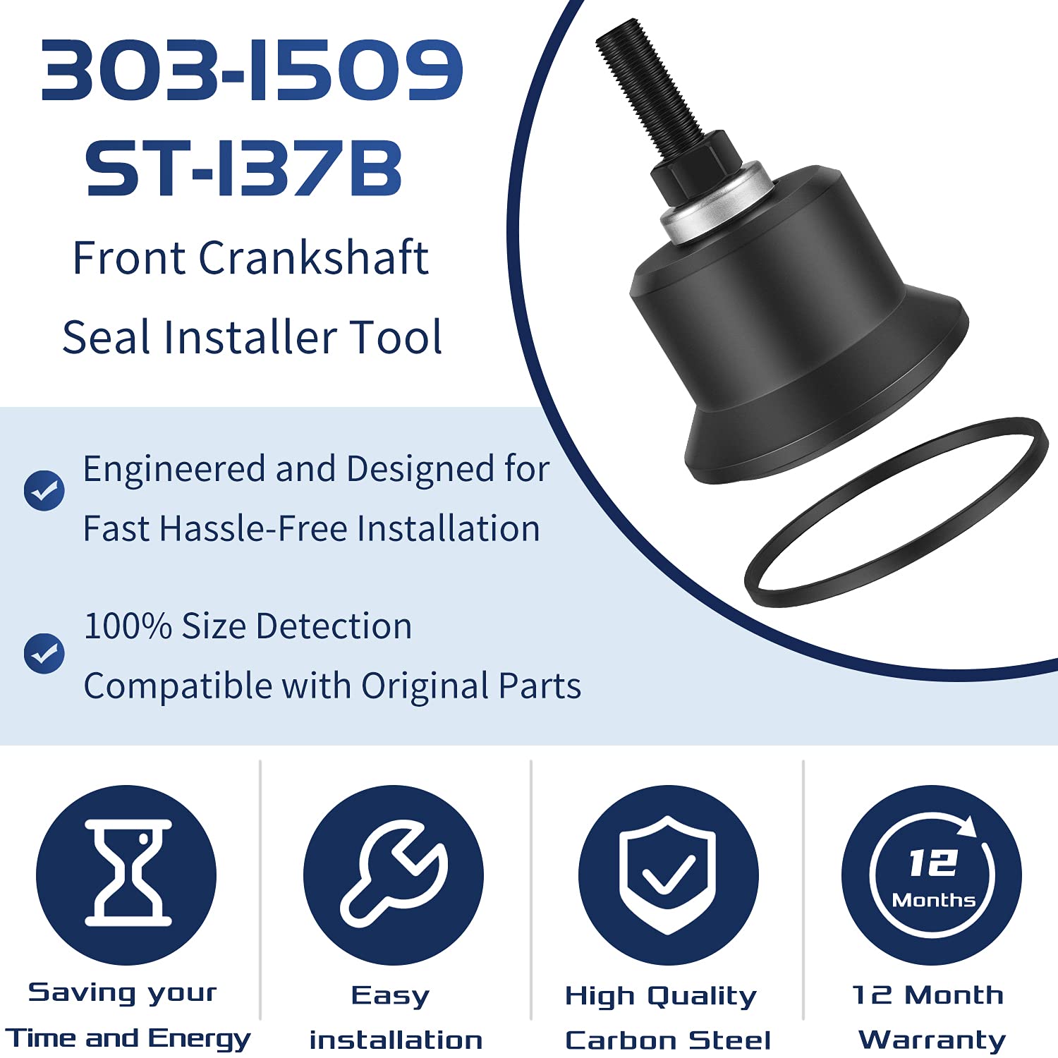 303-1509 & 303-1509-01 6.7L Front Crankshaft Seal Installer Tool, Fits for 2011-2021 Ford Super Duty F-250/350 /450/550, 6.7L Power Stroke Diesel and 2016-2021 F-650 / F-750 6.7L #Alt ST-137B