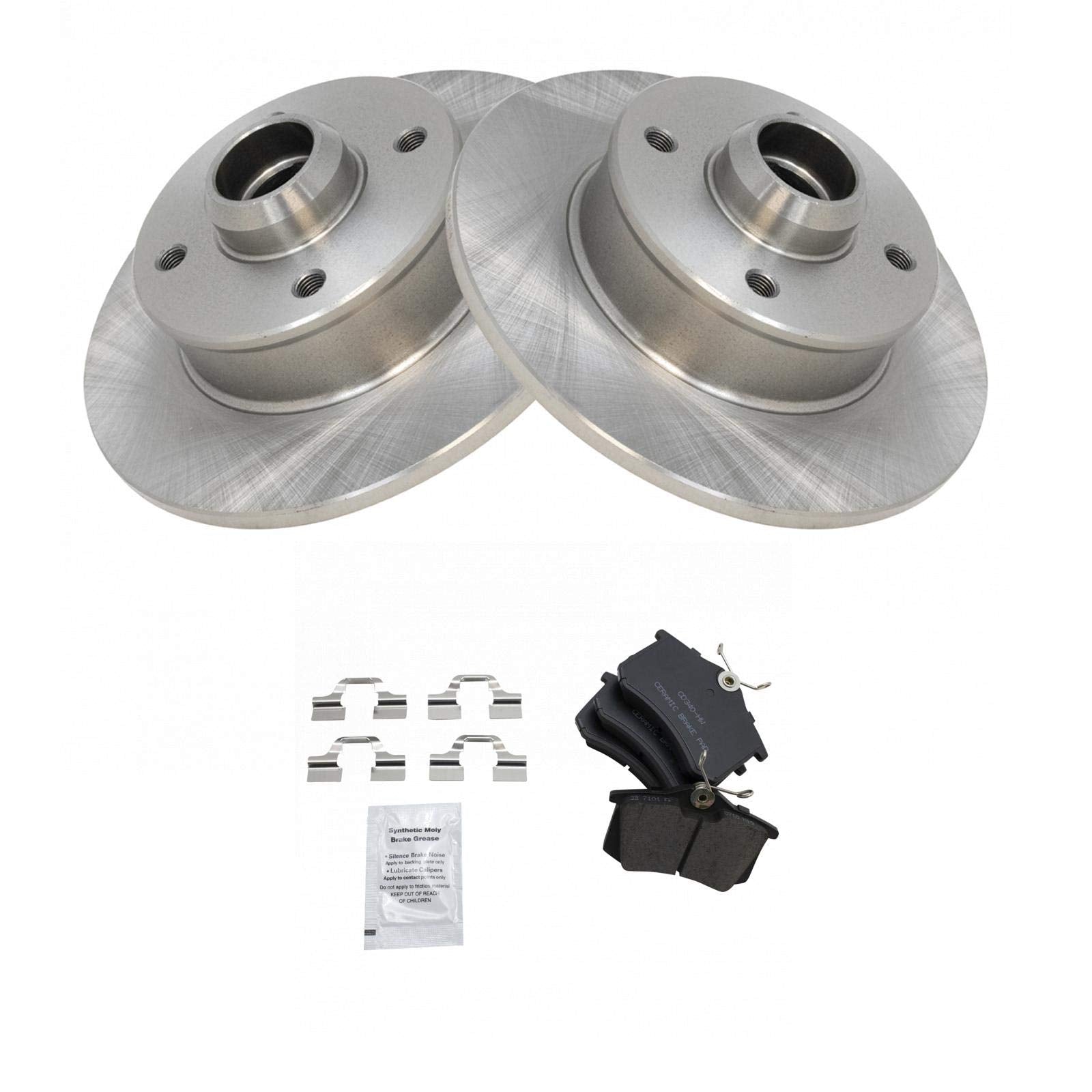 Trq Rear Brake Pad & Rotor Kit Brake Pads Brake Rotor Ceramic Compatible With 1990-1992 Volkswagen Corrado 1988-1999 Golf 1985-1