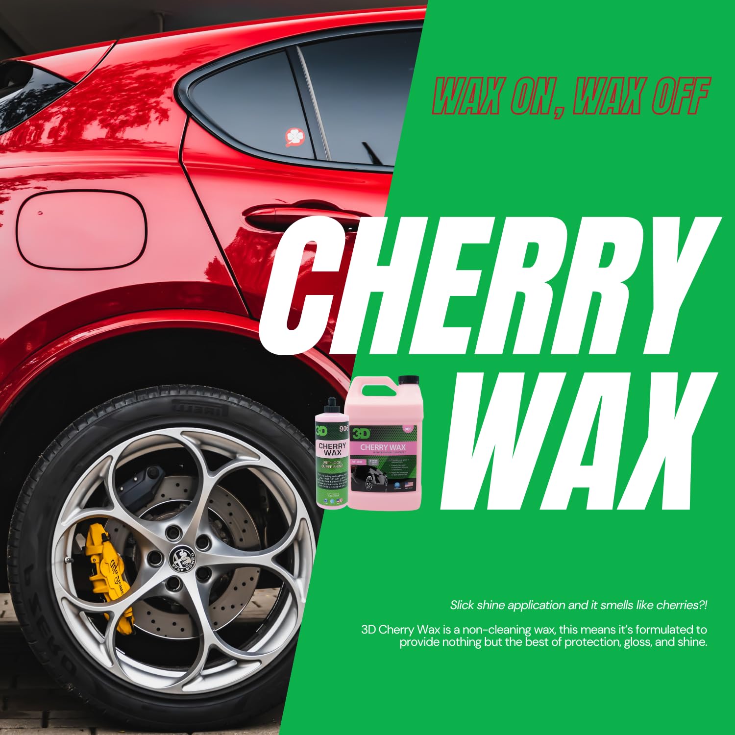 3D Cherry Wax - Liquid Carnauba Show Car Wax With Synthetic Polymers | Deep Gloss Finish | Easy Wipe-Off | Slick Shine | Fast Ap
