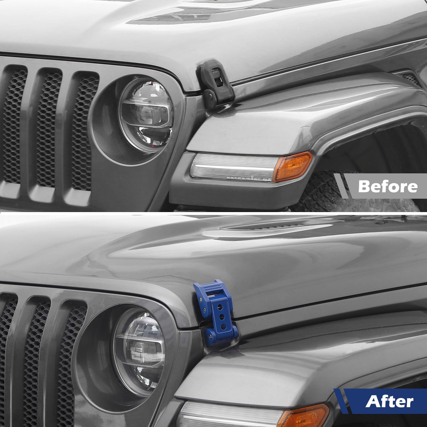 Rt-Tcz For Wrangler Hood Latches Catch Kit For Jeep Wrangler Jk 2007 Up For Wrangler Jl 2018 Up For Gladiator Jt 2020 Up Blue Ex