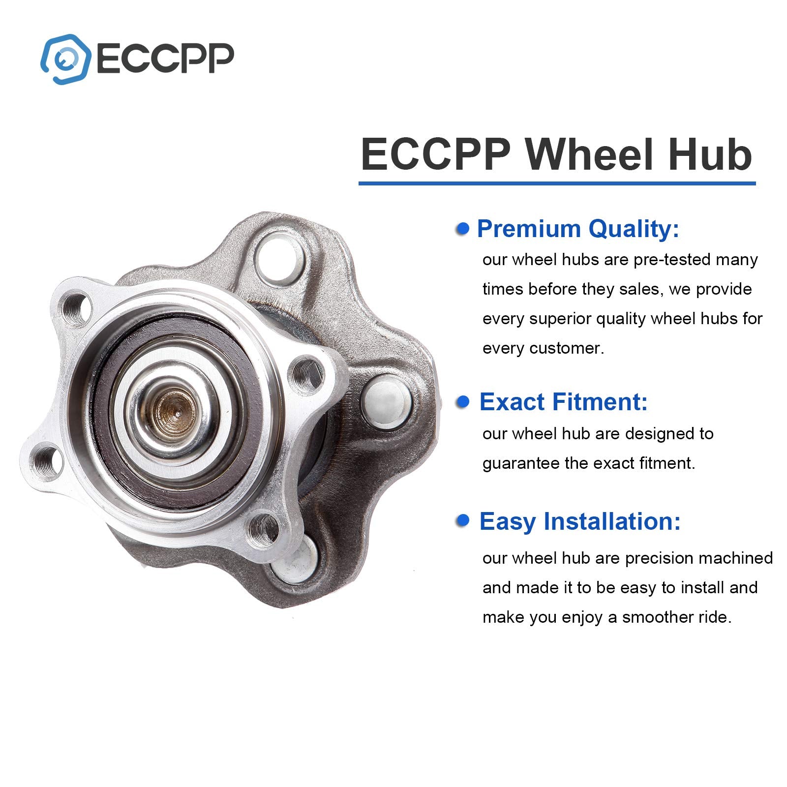 ECCPP Rear Wheel Bearing Hub Assembly 5 Lugs fit for Nissan Altima Maxima Questx 02 03 04 05 06 07 08 09 Compatible with 512292