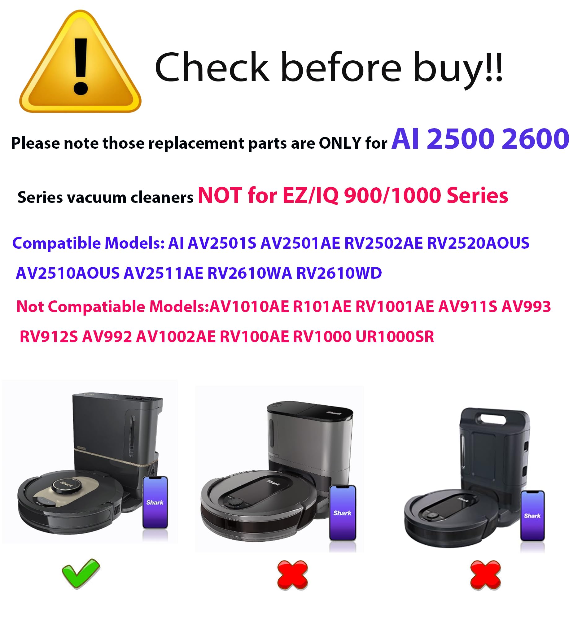 Replacement Parts For Shark Ai Av2501S Av2501Ae Rv2502Ae Rv2520Aous Av2510Aous Av2511Ae Rv2610Wa Rv2610Wd Accessories Kit :Main