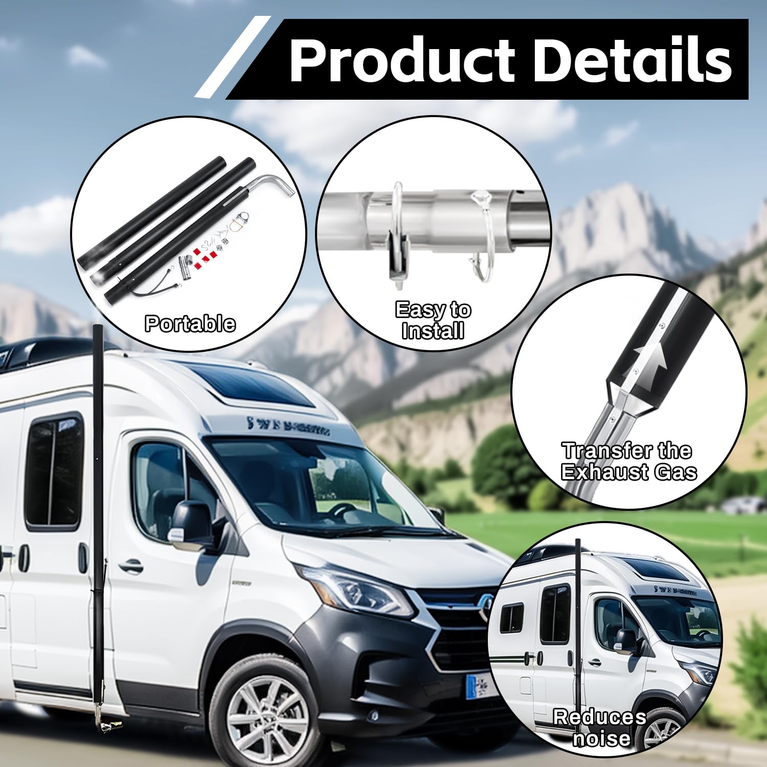 BSTGEKELY 44461 RV Generator Exhaust Extension Kit, RV Generator Exhaust Venting System 44461 for Most RV Exhaust Systems