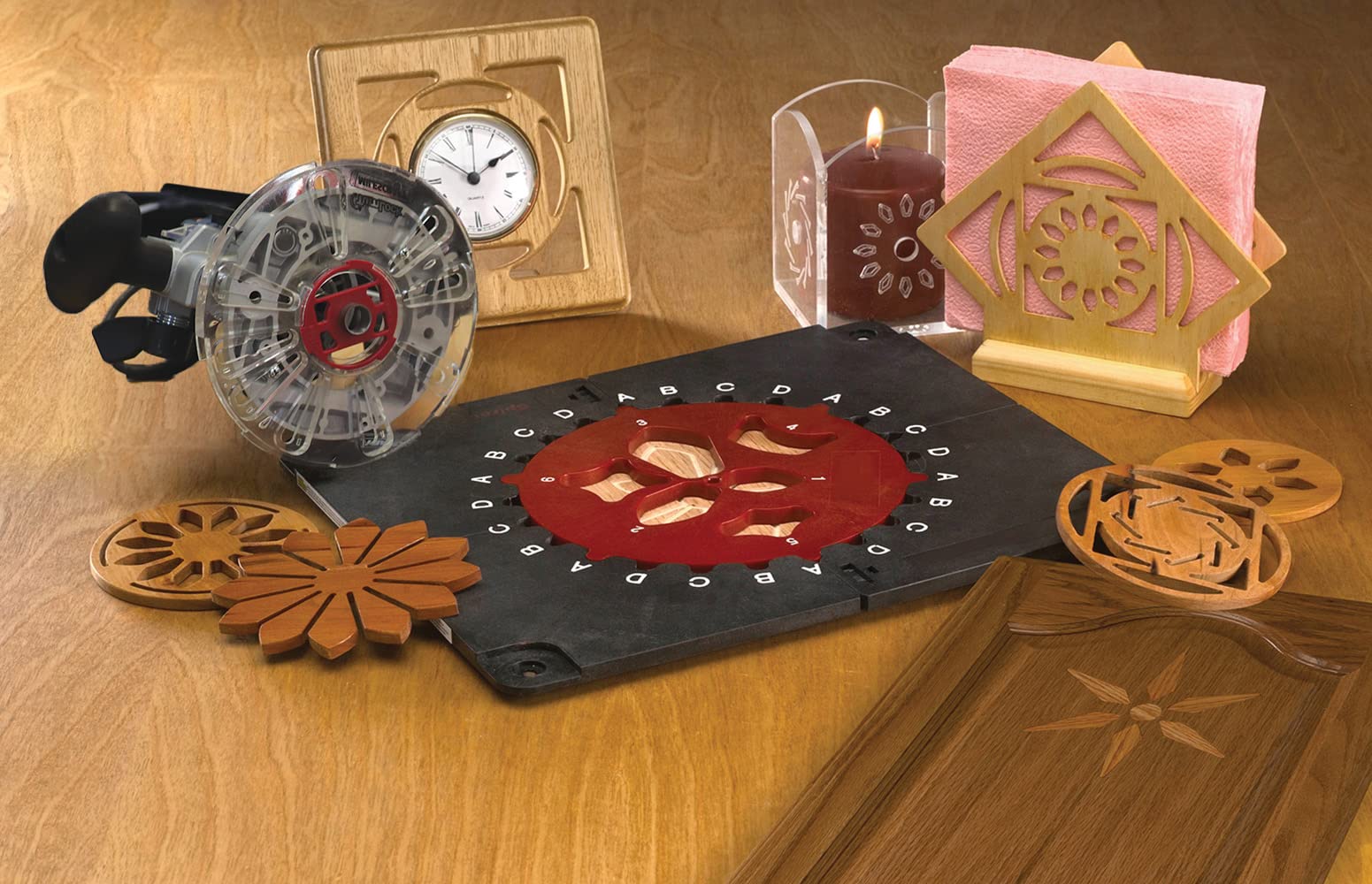 Milescraft 1207 Design/Inlay Kit - Router Template Jig, Black And Red, Small