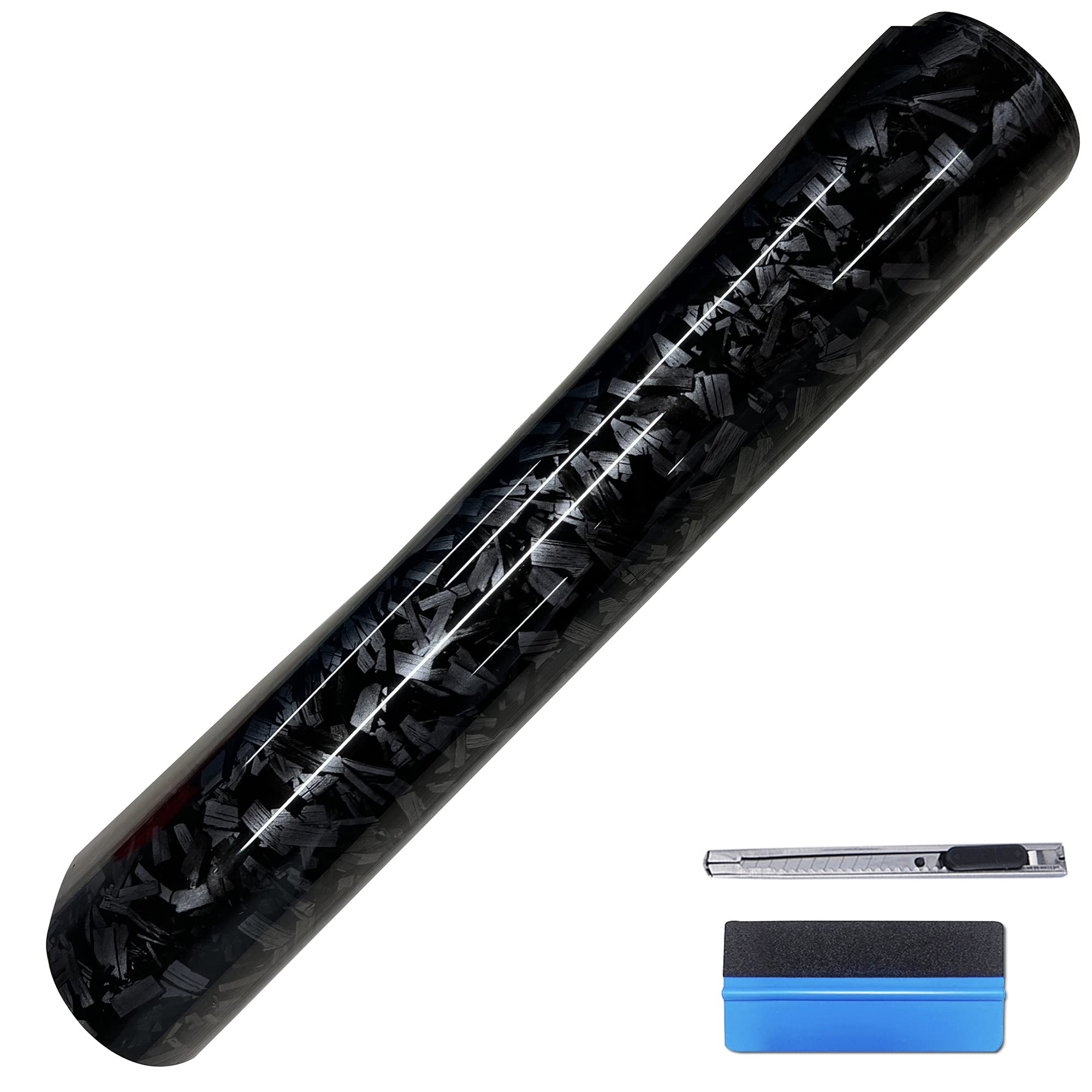 Lzlrun Forged Gloss Carbon Fiber Black Vinyl Wrap Roll Air Release Sticker Sheet Film Diy Decal Car Auto Vehicle Morotcycle Self Adhesive - 1Ft X 3.5Ft