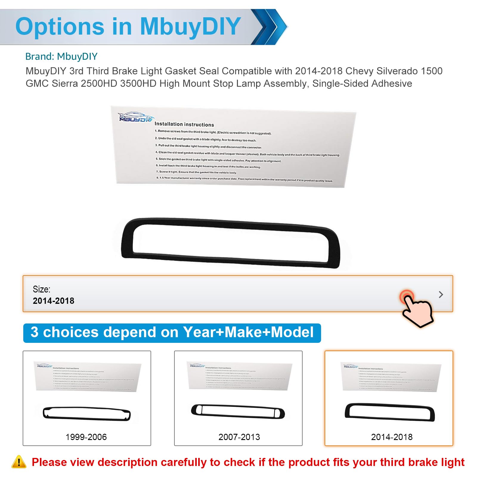 Mbuydiy 3Rd Third Brake Light Gasket Seal Compatible With 1999-2006 Chevy Silverado 1500 2500 3500 Gmc Sierra 1500Hd 2500Hd 3500