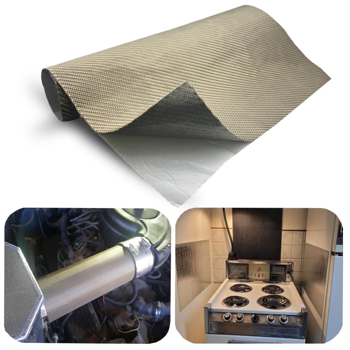 Degeoberlin Titanium Adhesive Backed Exhaust Heat Shield 12'' X 24'' For Wall Behind Grill 2500 Degrees High Temp Protection Mat