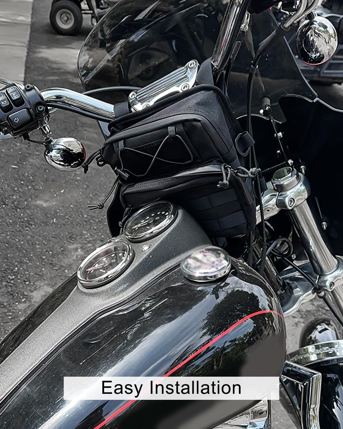 AUGREX Waterproof Motorcycle Handlebar Bag Front fork bag, Universal Storage Bag Tool Pouch Fit For Harley Dyna Street Bob FXBB