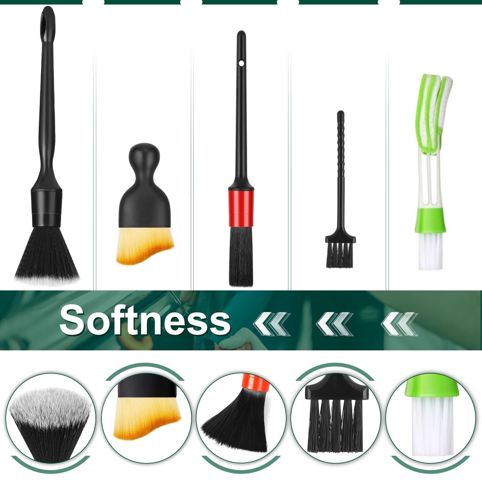 Fitosy Car Detailing Brushes Duster Cleaning Kits, Soft Hair Dashboard Air Vent Crevice Dusting Detail Cleaner Interior Accessor