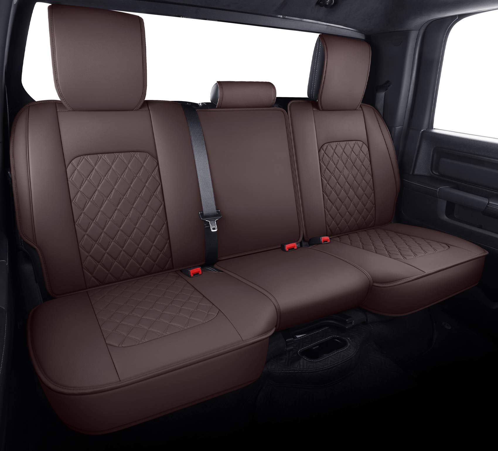 Aierxuan Car Seat Covers For Dodge Ram Custom Fit 2009-2023 1500, 2010-2023 2500/3500 Crew Quad Regular Cab Heavy Duty Truck Pickup Waterproof Leather With Split Bench 40/60(Full Set/Brown)