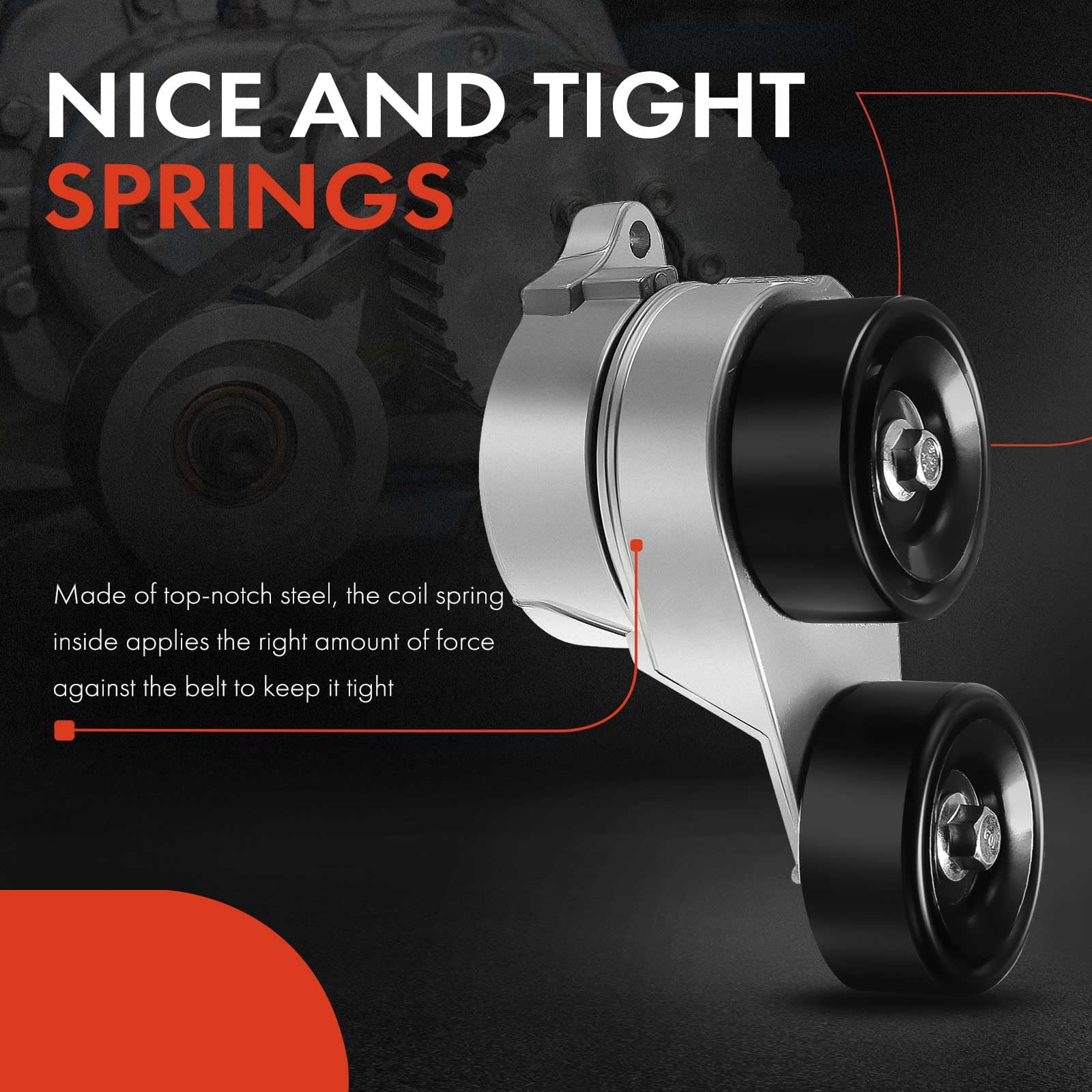 A-Premium Belt Tensioner Assembly with Pulley Compatible with Honda Accord 2003-2012, Odyssey 2005-2010, Pilot, Ridgeline & Acur