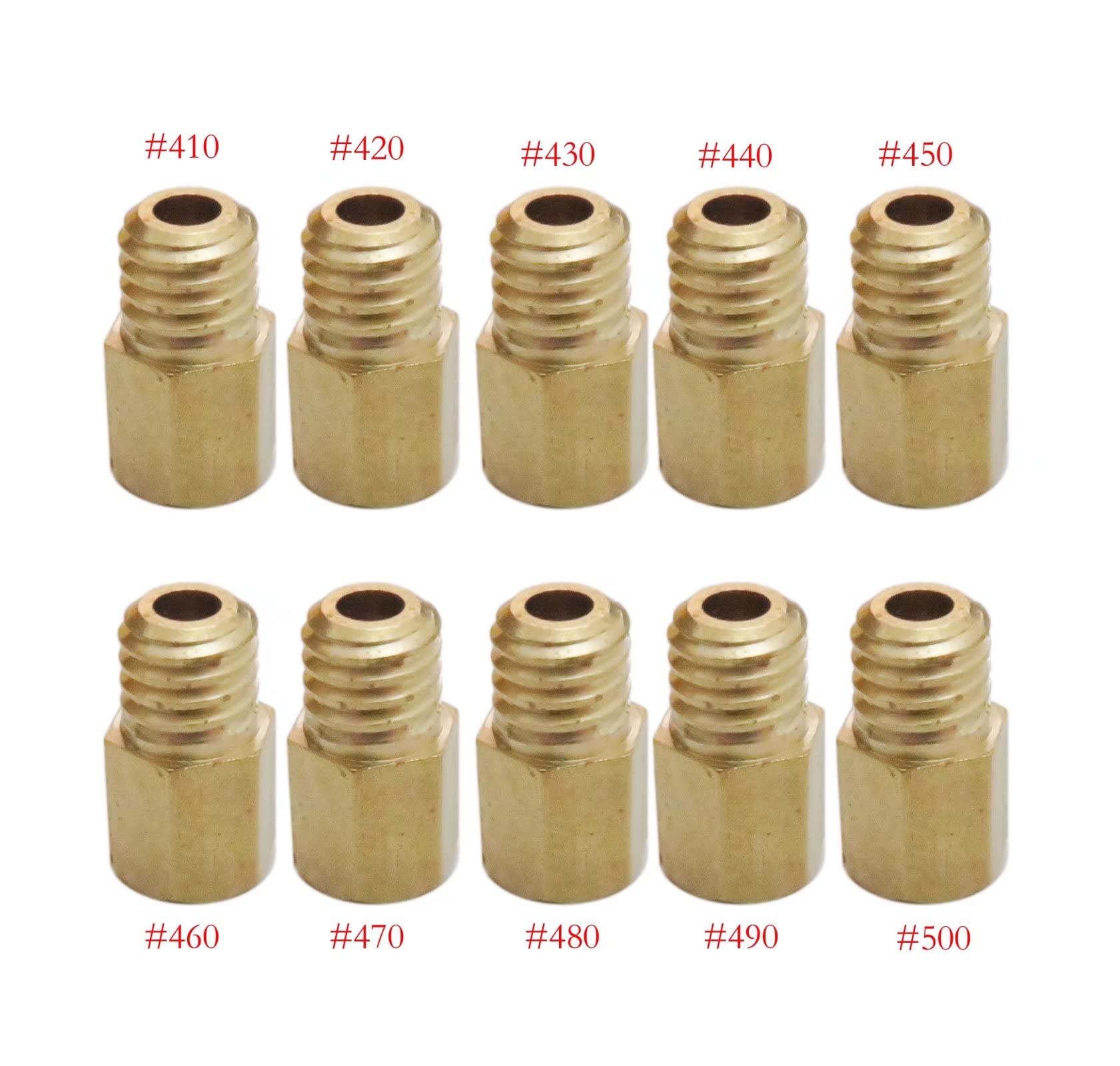 Set Of 10 Hex Type Main Jets For Mikuni Vm/Tm/Tmx Carburetor 410-500