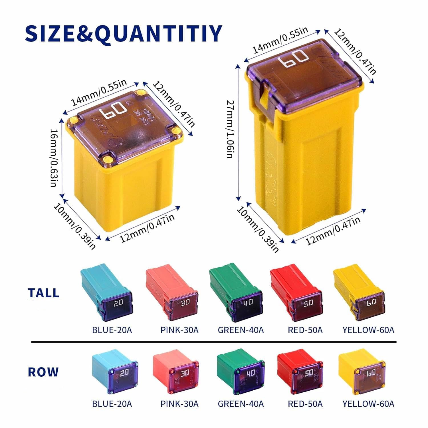 Jcase Fuse Kit Mini Jcase Fuse Assortment High Profile 50A Fit For Ford Chevy/Gm Nissan And Toyota Pickup Trucks Cars And Suvs