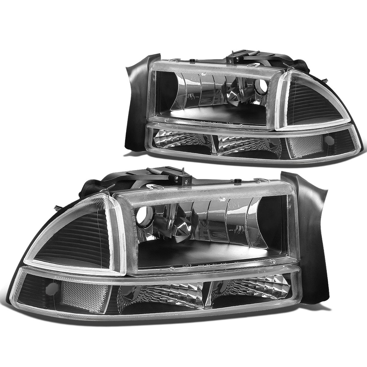 DNA MOTORING HL-OH-DD974P-BK-CL1 Black Housing Headlights Compatible with 98-04 Durango / 97-04 Dakota,Driver & Passenger Side
