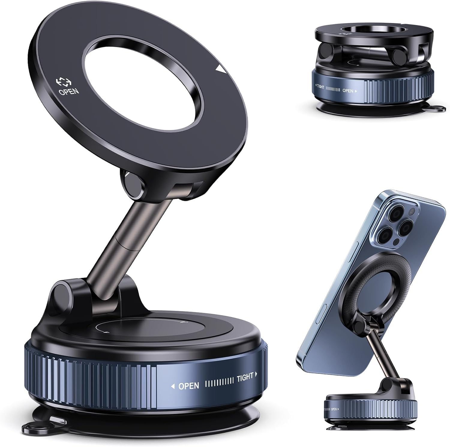 ZedGear 360 Magnetic Car Mobile Holder for Dashboard Vacuum Suction Phone Holder Mount Hand Free Magnetic Cell Phone Stand with 